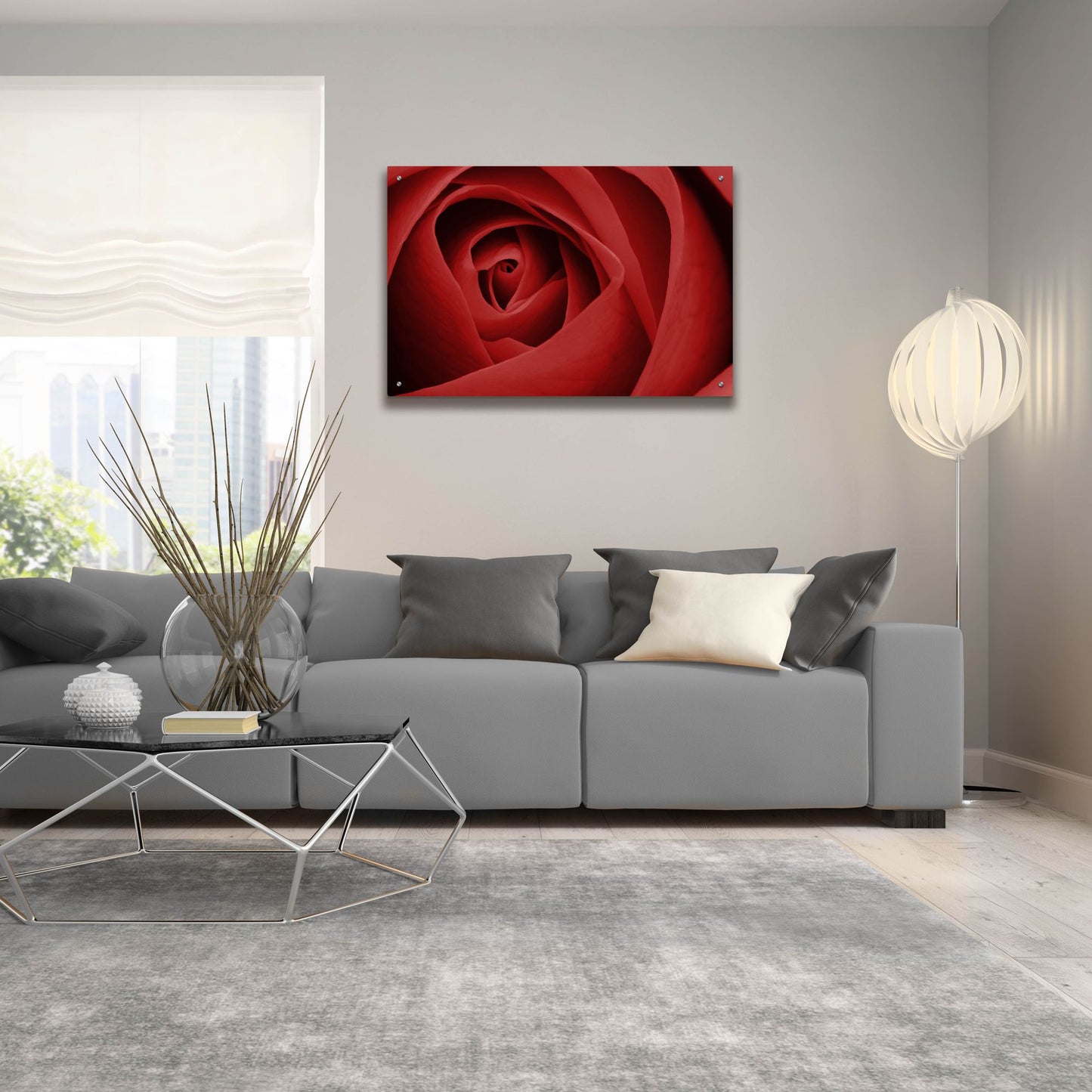 Epic Art 'Red Rose' by Tom Quartermaine, Acrylic Glass Wall Art,36x24