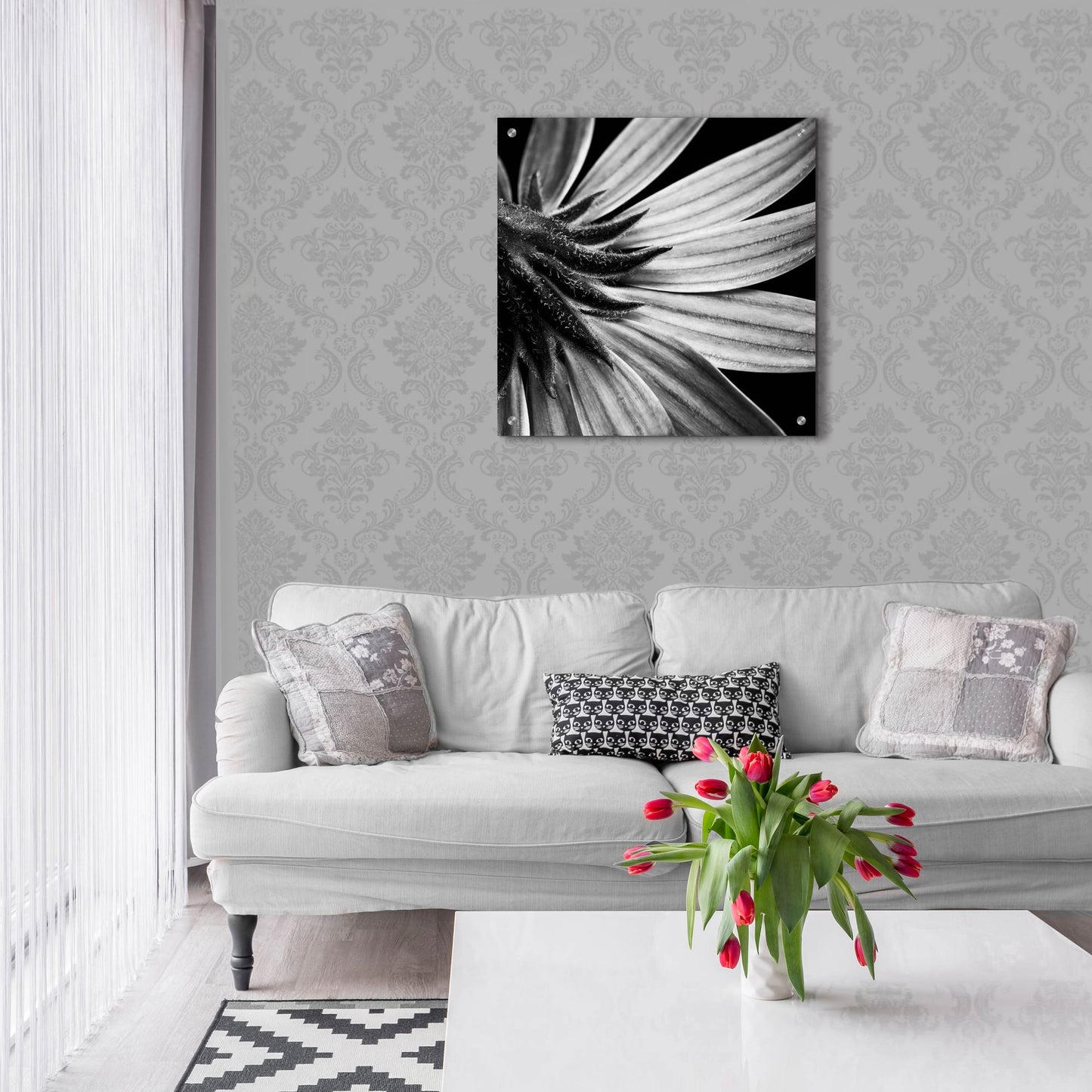 Epic Art 'Reverse Of Flower Bw' by Tom Quartermaine, Acrylic Glass Wall Art,24x24