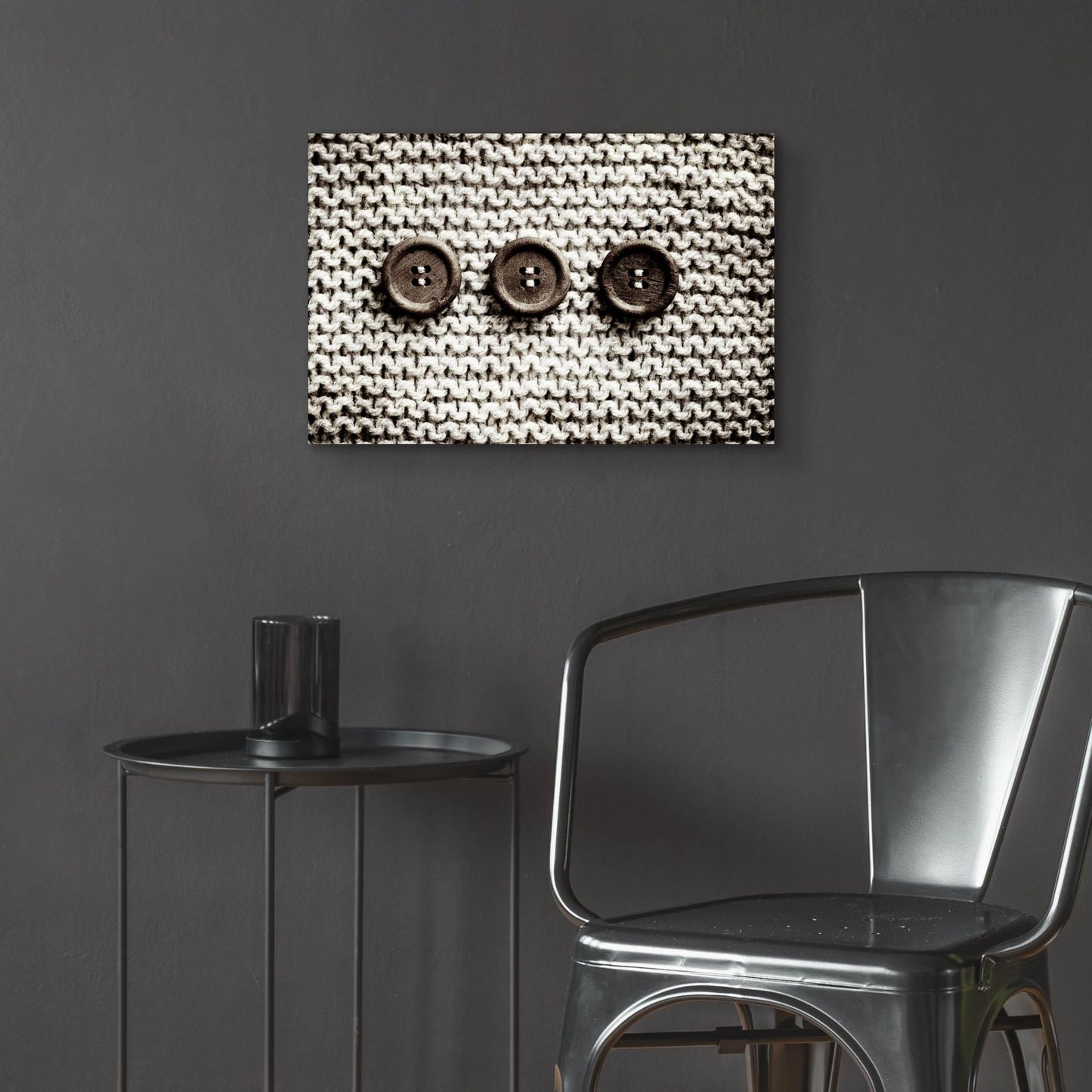 Epic Art 'Row Of 3 Old Buttons On Wool' by Tom Quartermaine, Acrylic Glass Wall Art,24x16