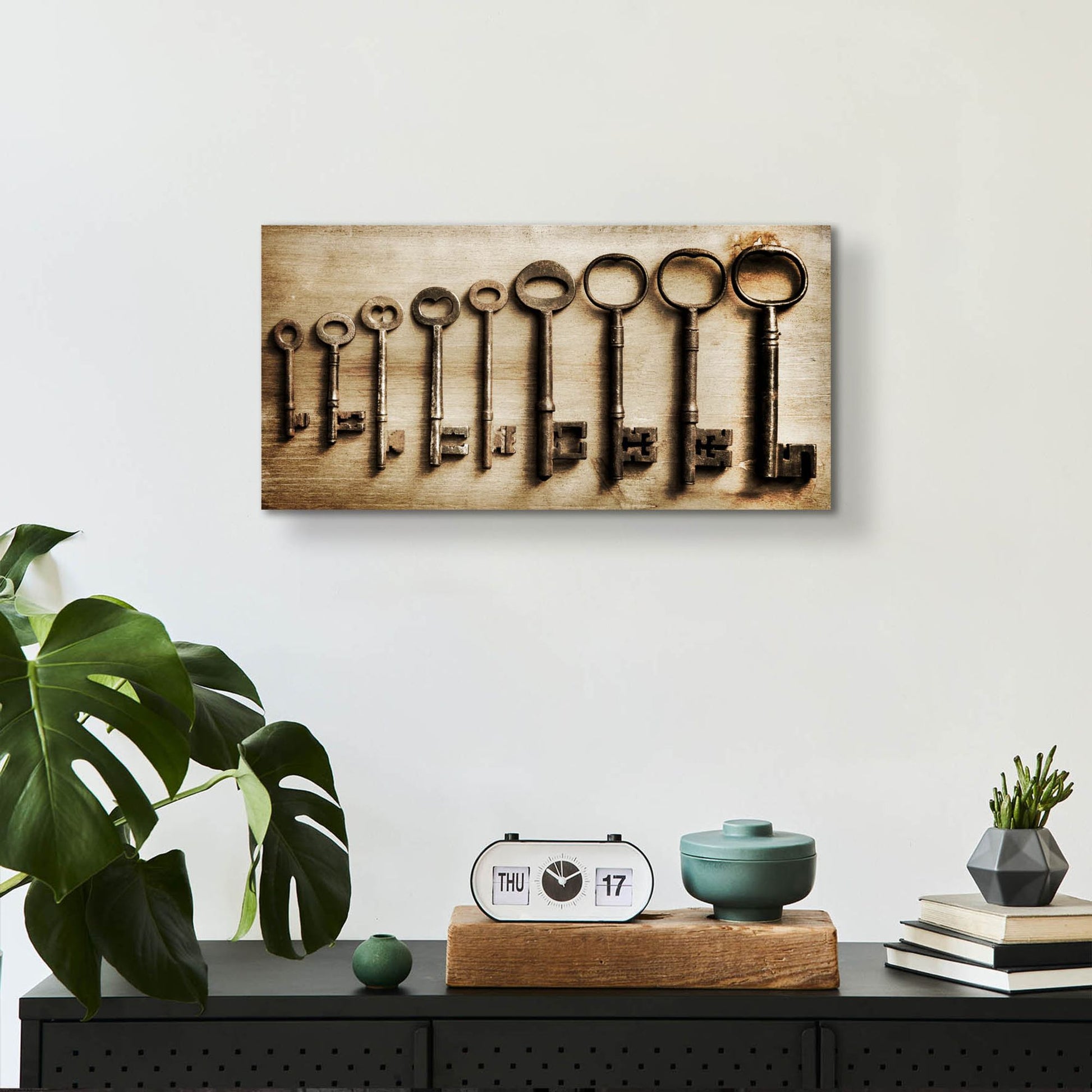 Epic Art 'Row Of Antique Keys' by Tom Quartermaine, Acrylic Glass Wall Art,24x12