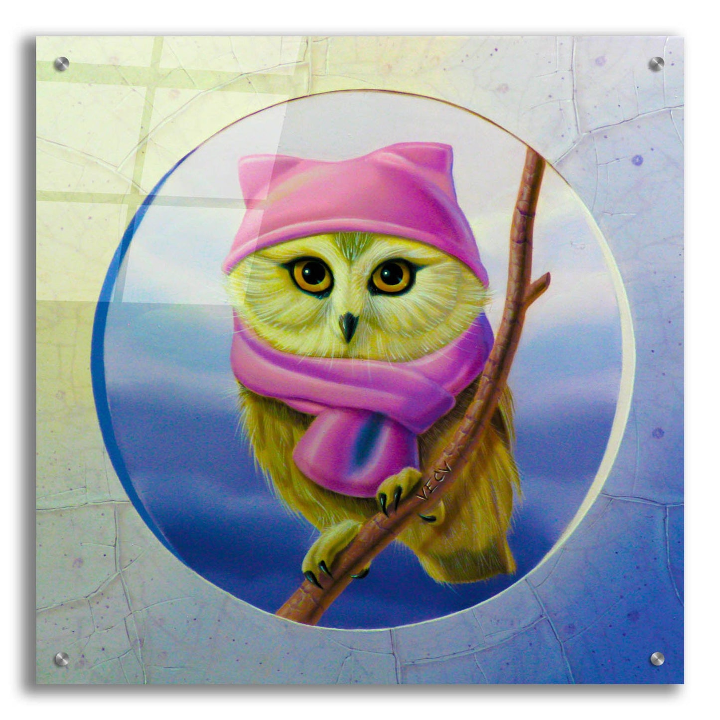 Epic Art 'The Cool Owl' by Valery Vecu Quitard, Acrylic Glass Wall Art