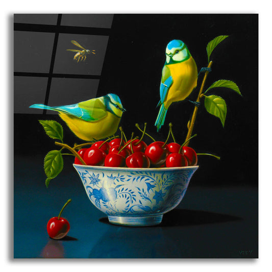 Epic Art 'Both Tits And Cherries' by Valery Vecu Quitard, Acrylic Glass Wall Art
