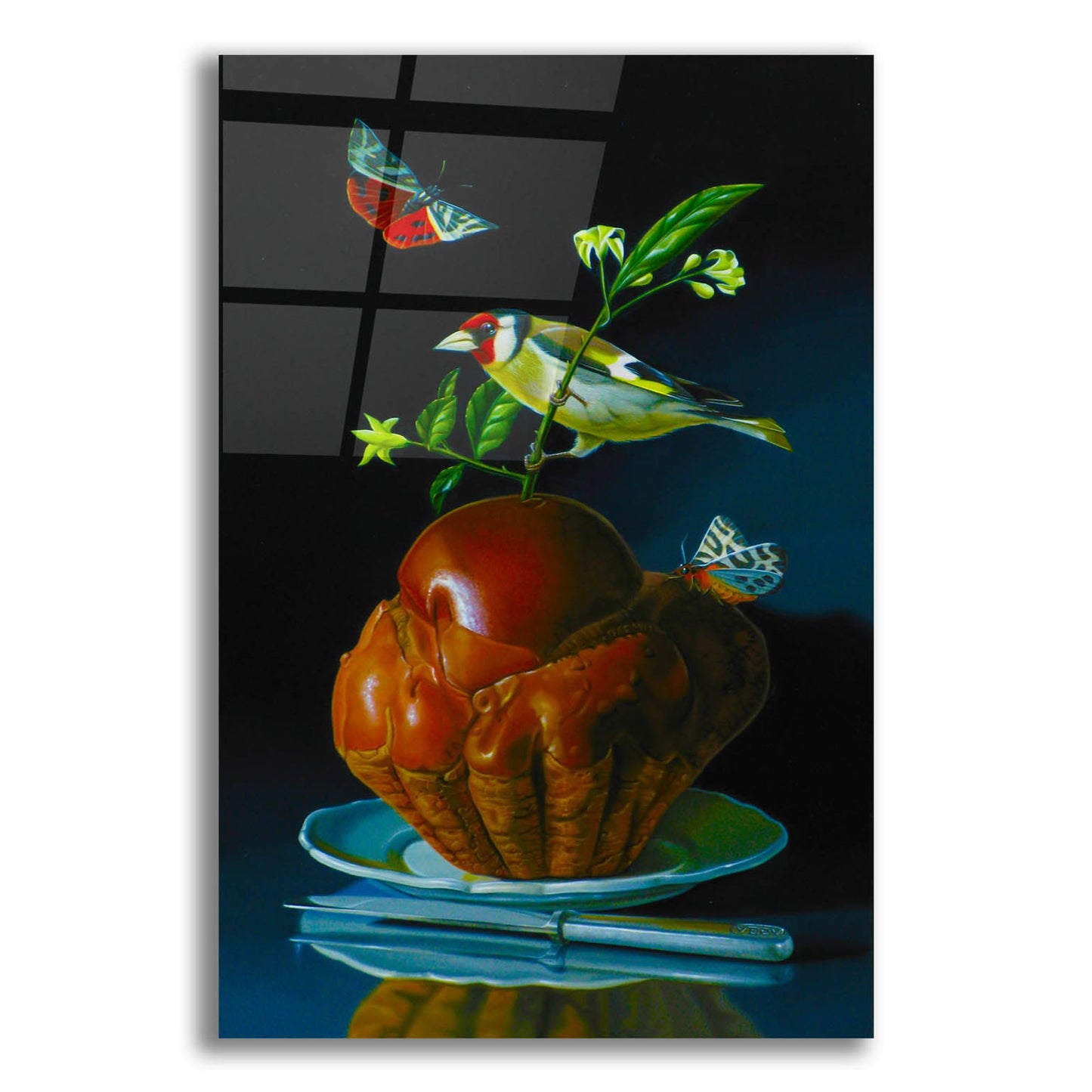 Epic Art 'The Brioche And The Goldfinch' by Valery Vecu Quitard, Acrylic Glass Wall Art