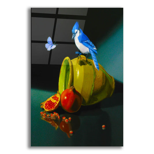 Epic Art 'The Jay In Provencal Pot' by Valery Vecu Quitard, Acrylic Glass Wall Art