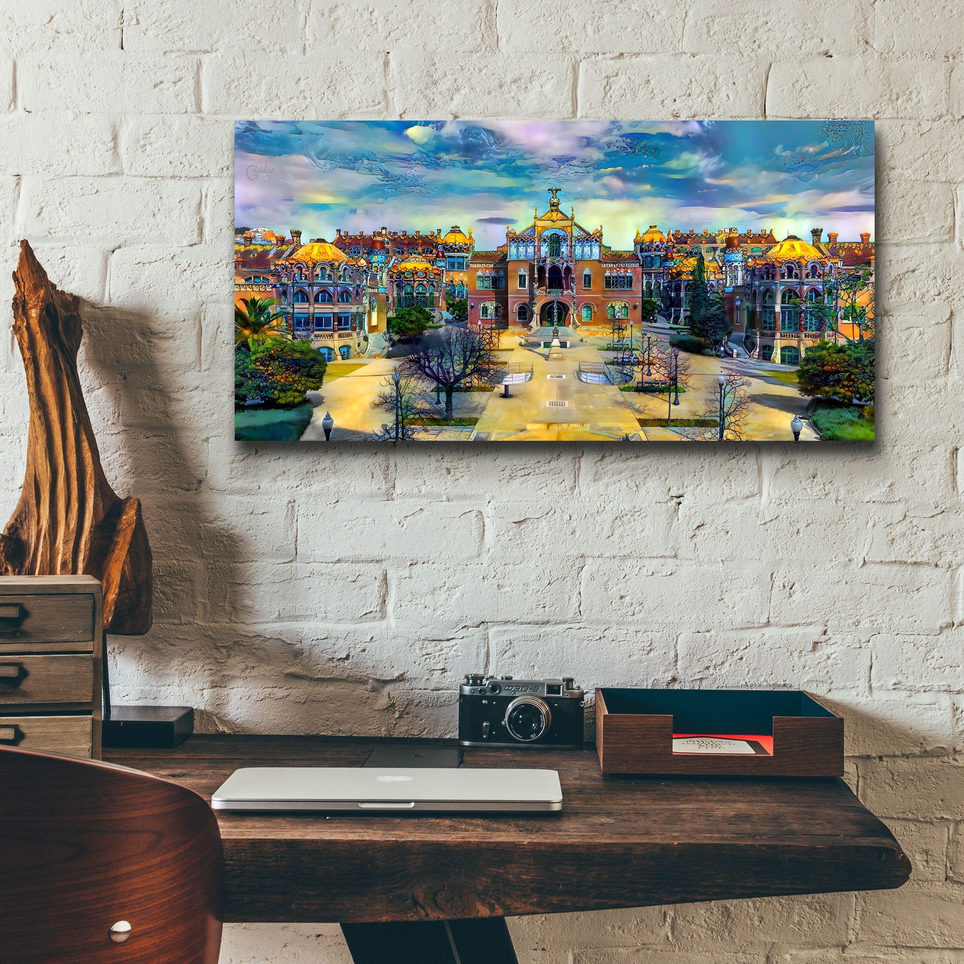 Epic Art 'Barcelona Spain Sant Pau Hospital And Palau De La Musica Center' by Pedro Gavidia, Acrylic Glass Wall Art,24x12