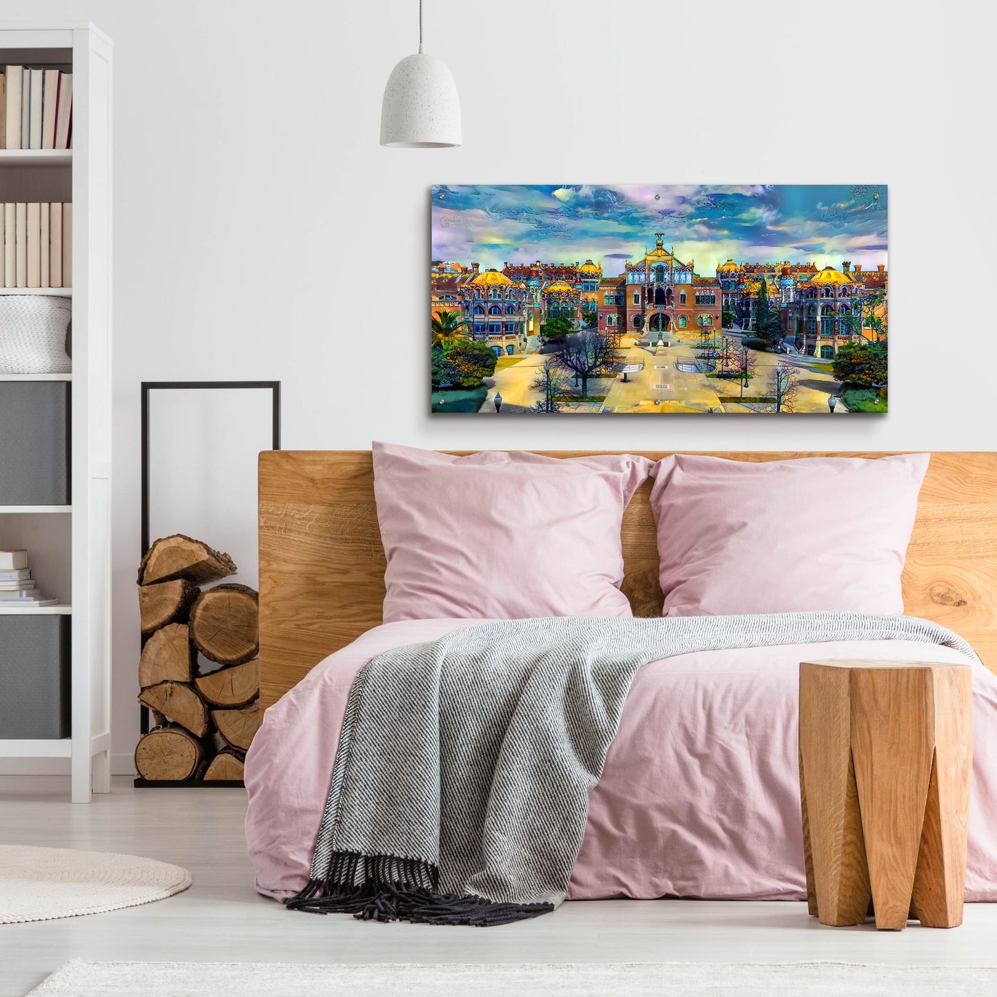 Epic Art 'Barcelona Spain Sant Pau Hospital And Palau De La Musica Center' by Pedro Gavidia, Acrylic Glass Wall Art,48x24