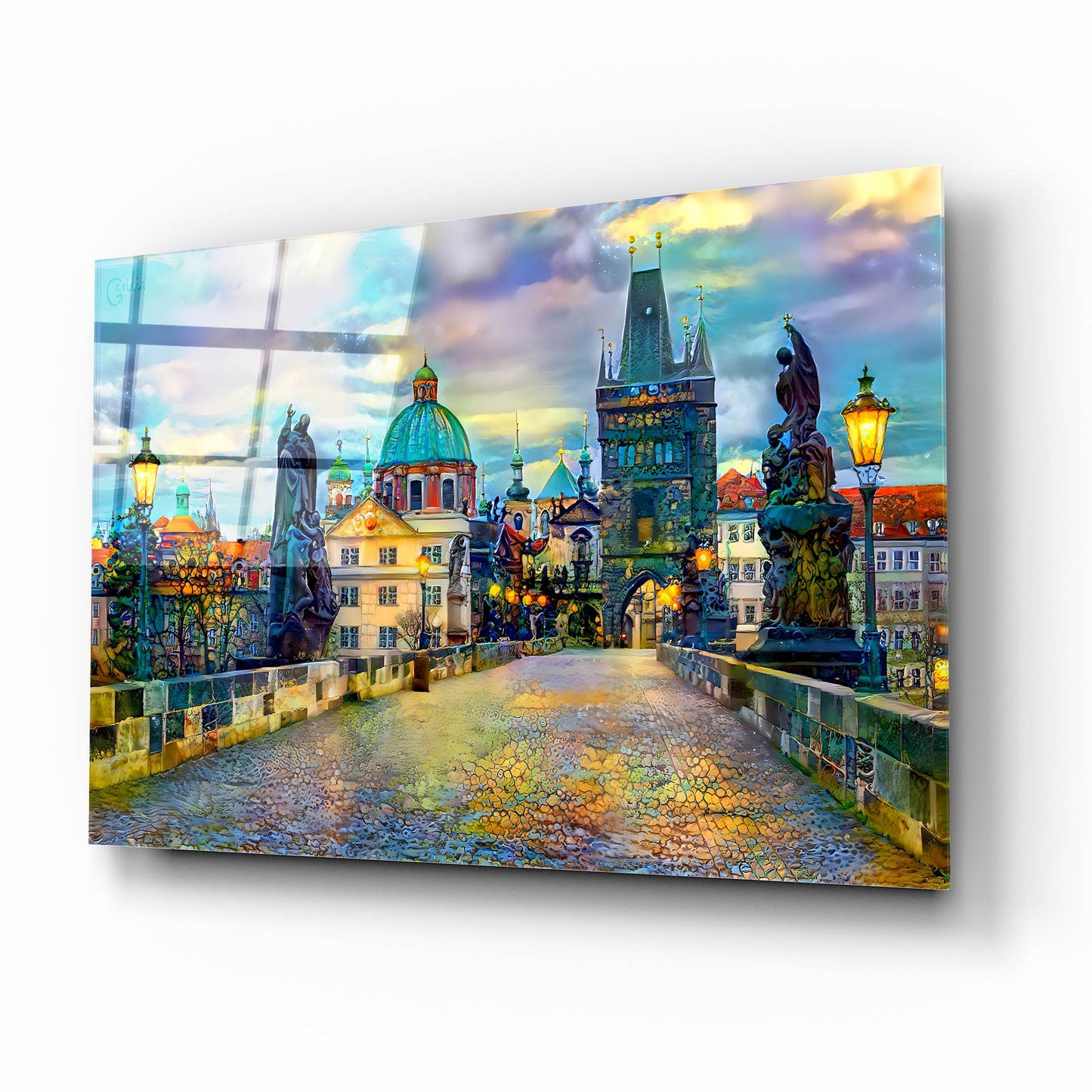 Epic Art 'Prague Czech Republic Charles Bridge' by Pedro Gavidia, Acrylic Glass Wall Art,16x12