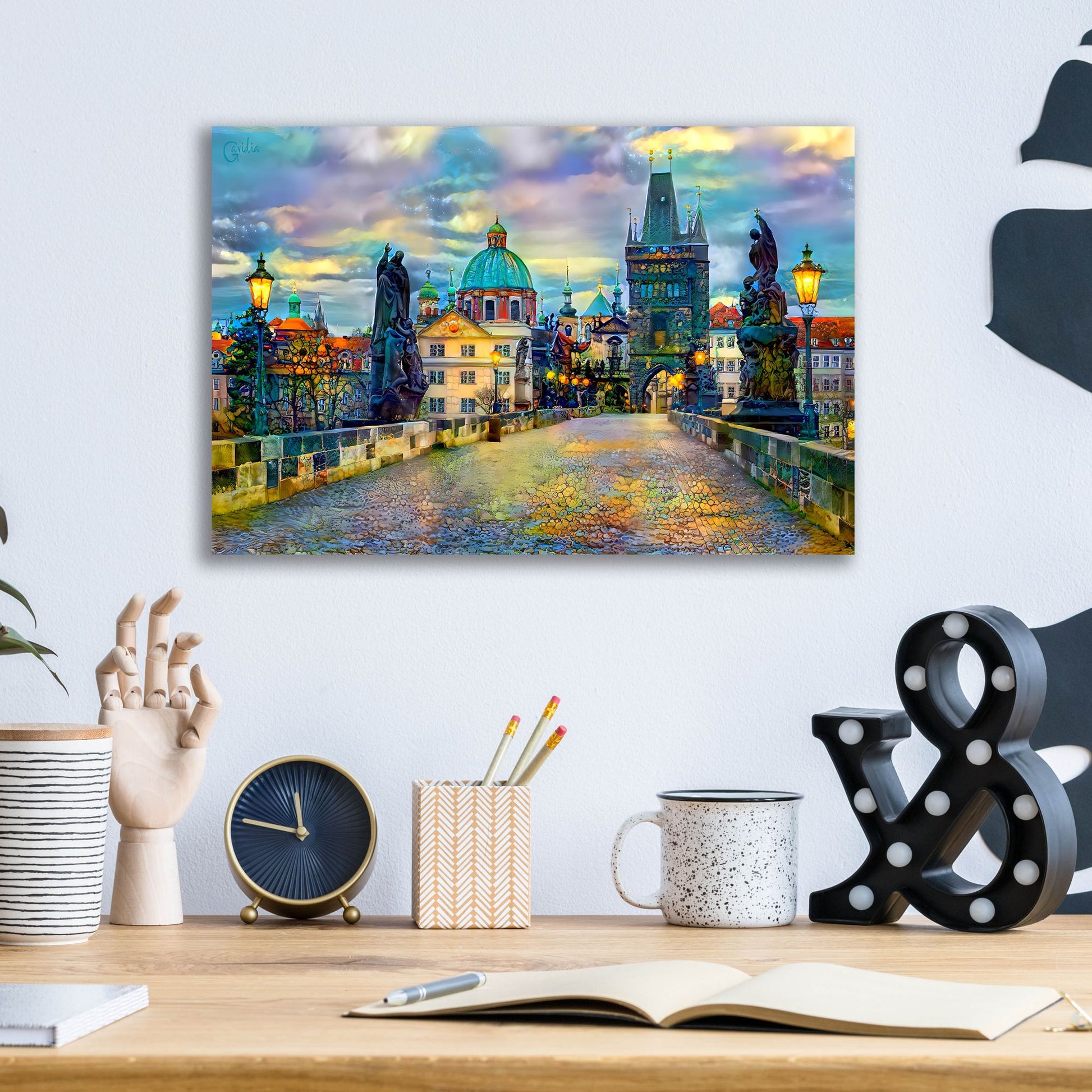 Epic Art 'Prague Czech Republic Charles Bridge' by Pedro Gavidia, Acrylic Glass Wall Art,16x12