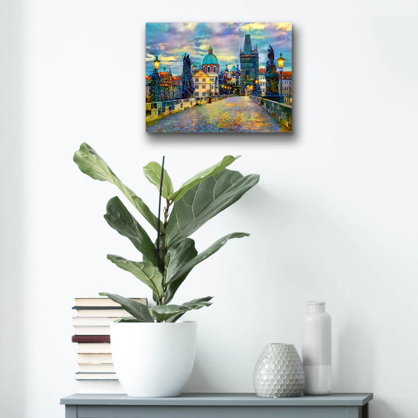 Epic Art 'Prague Czech Republic Charles Bridge' by Pedro Gavidia, Acrylic Glass Wall Art,16x12