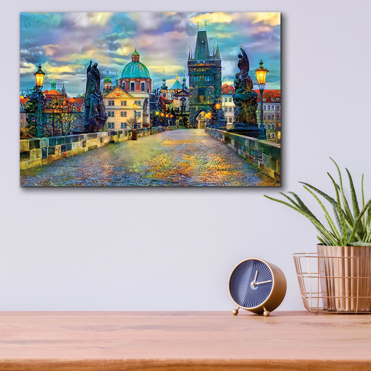 Epic Art 'Prague Czech Republic Charles Bridge' by Pedro Gavidia, Acrylic Glass Wall Art,16x12