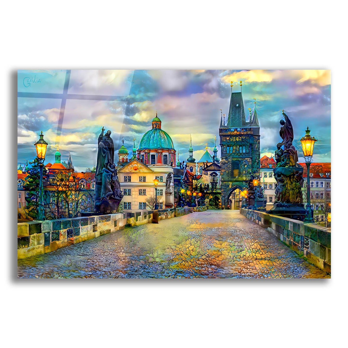 Epic Art 'Prague Czech Republic Charles Bridge' by Pedro Gavidia, Acrylic Glass Wall Art,24x16