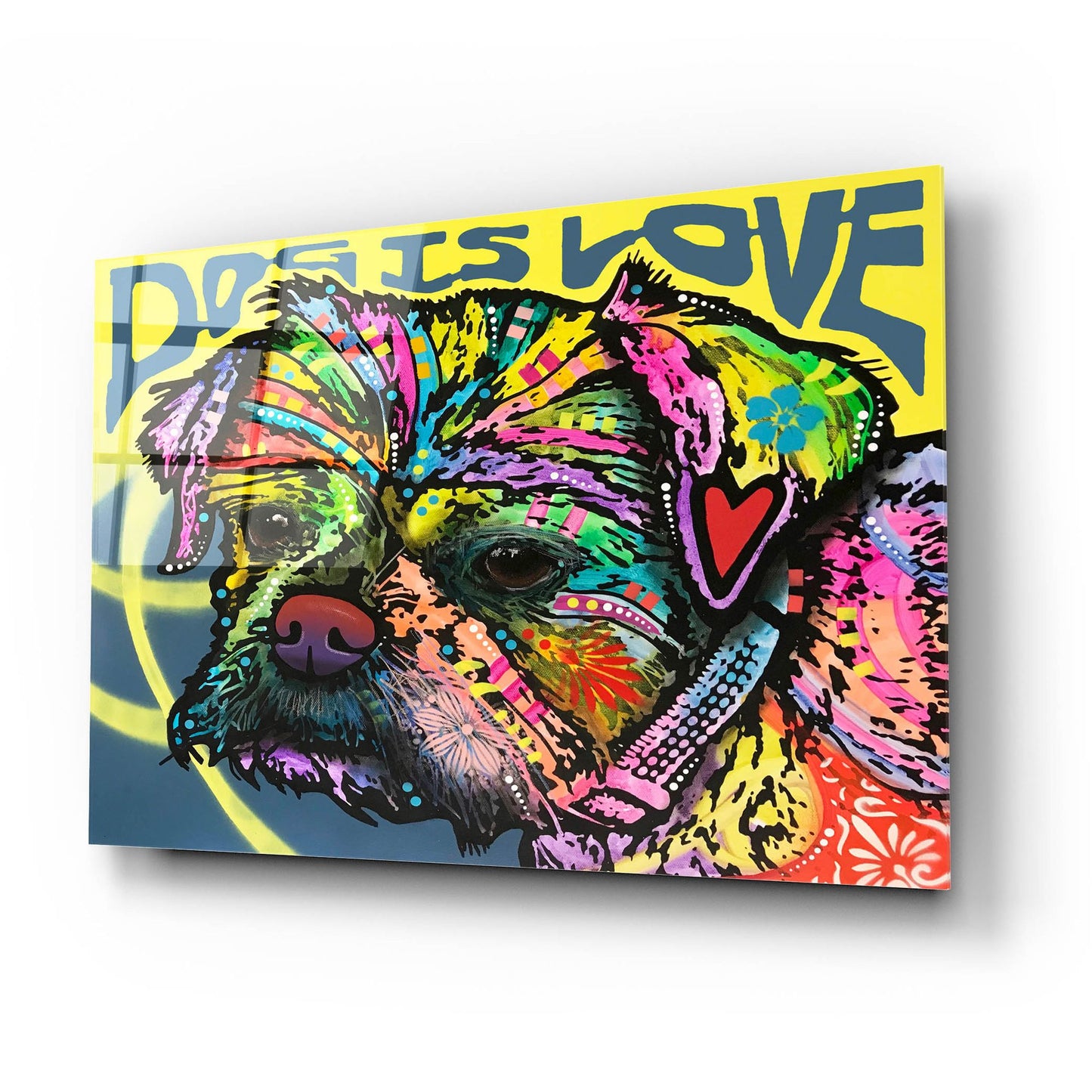 Epic Art 'Dog Is Love (Heart)' by Dean Russo Studios, Acrylic Glass Wall Art,24x16