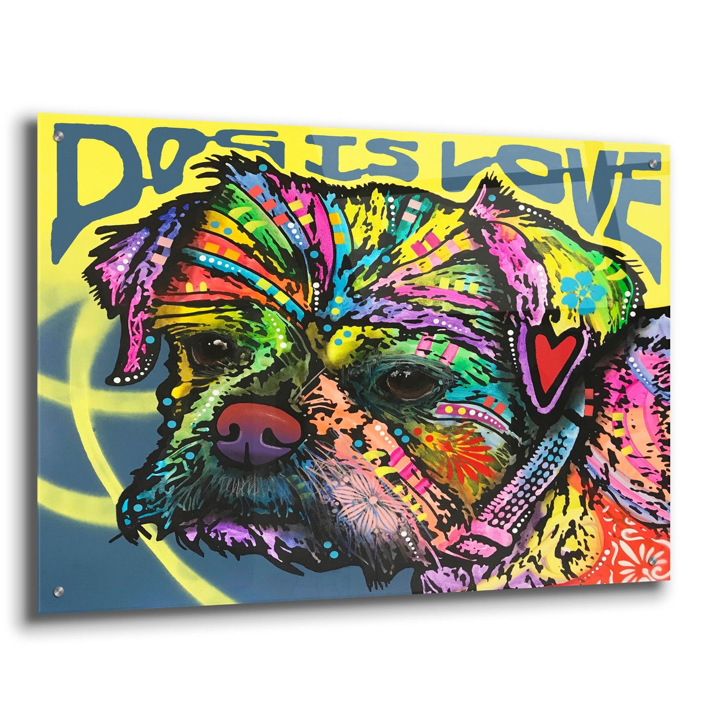 Epic Art 'Dog Is Love (Heart)' by Dean Russo Studios, Acrylic Glass Wall Art,36x24