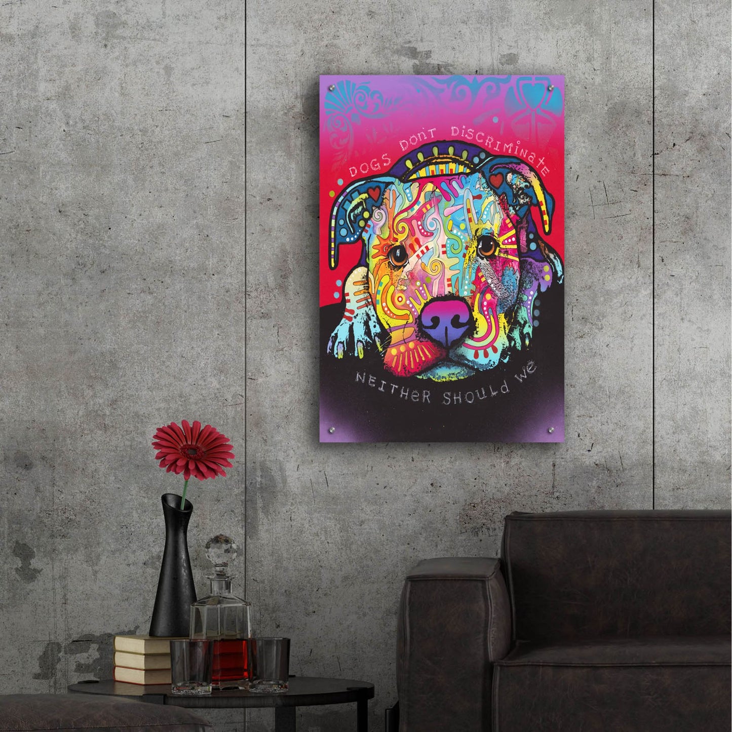 Epic Art 'Dogs Don't Discriminate' by Dean Russo Studios, Acrylic Glass Wall Art,24x36