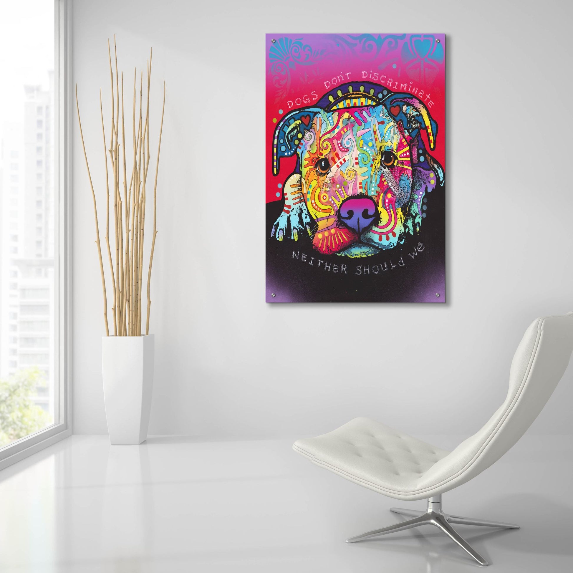 Epic Art 'Dogs Don't Discriminate' by Dean Russo Studios, Acrylic Glass Wall Art,24x36