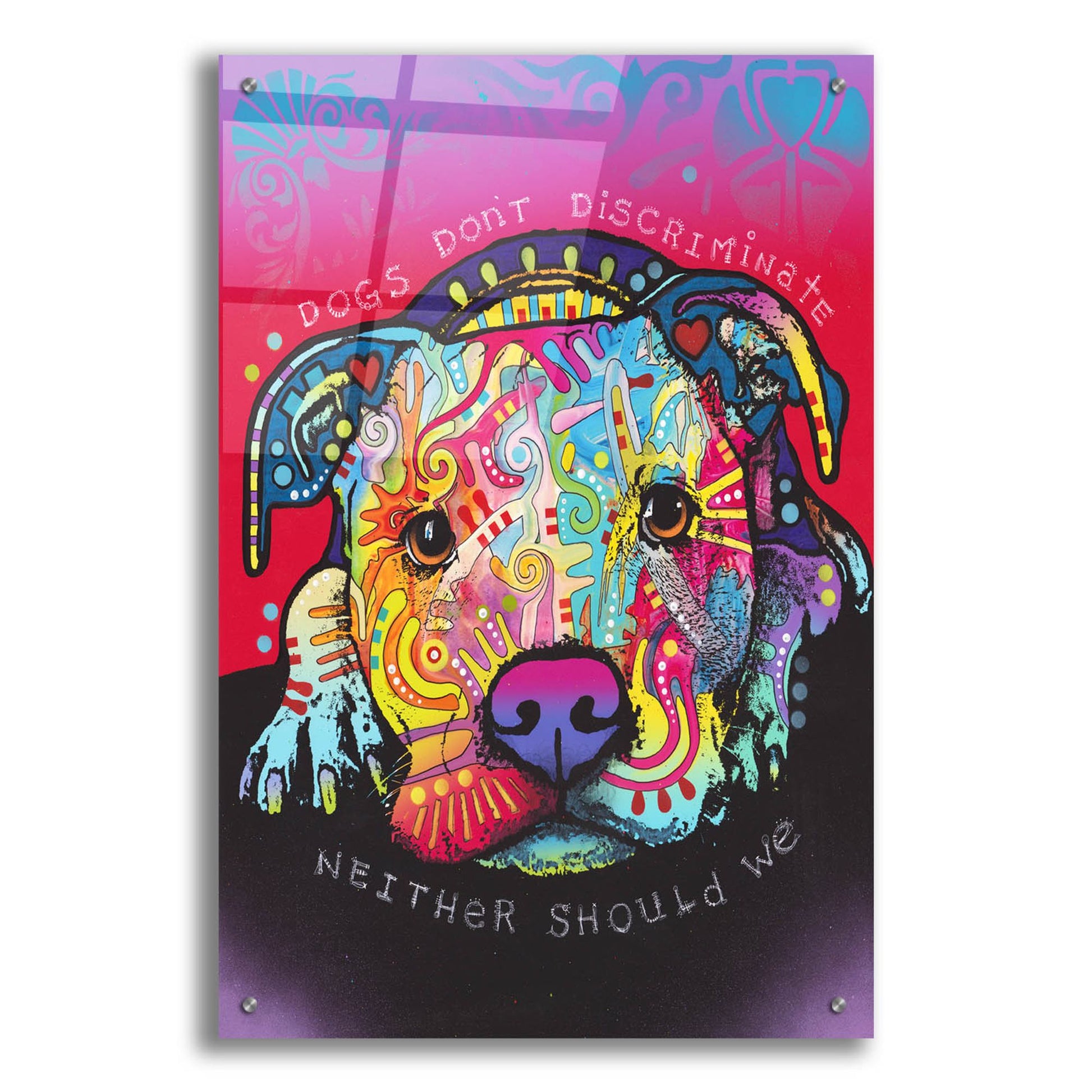 Epic Art 'Dogs Don't Discriminate' by Dean Russo Studios, Acrylic Glass Wall Art,24x36