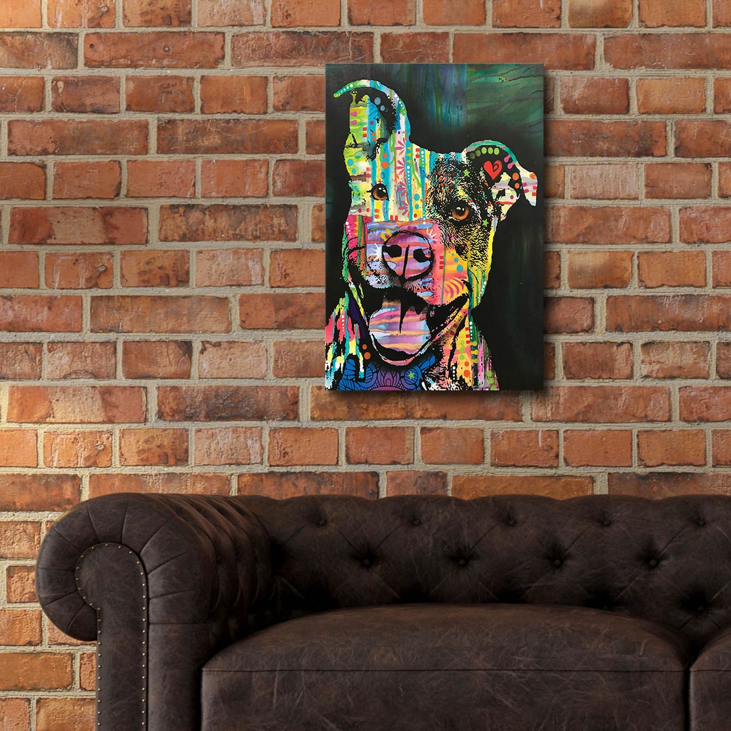 Epic Art 'Exhuberant Pit Bull' by Dean Russo Studios, Acrylic Glass Wall Art,16x24