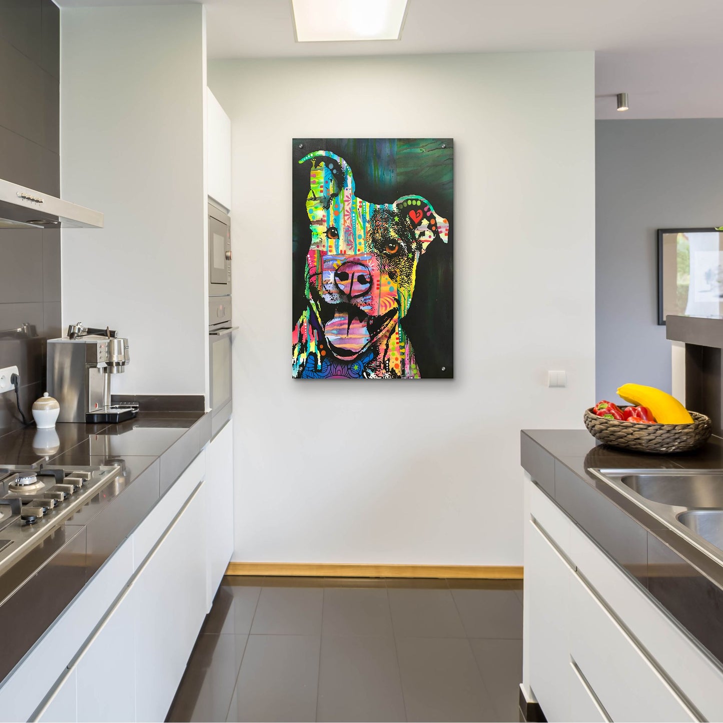 Epic Art 'Exhuberant Pit Bull' by Dean Russo Studios, Acrylic Glass Wall Art,24x36