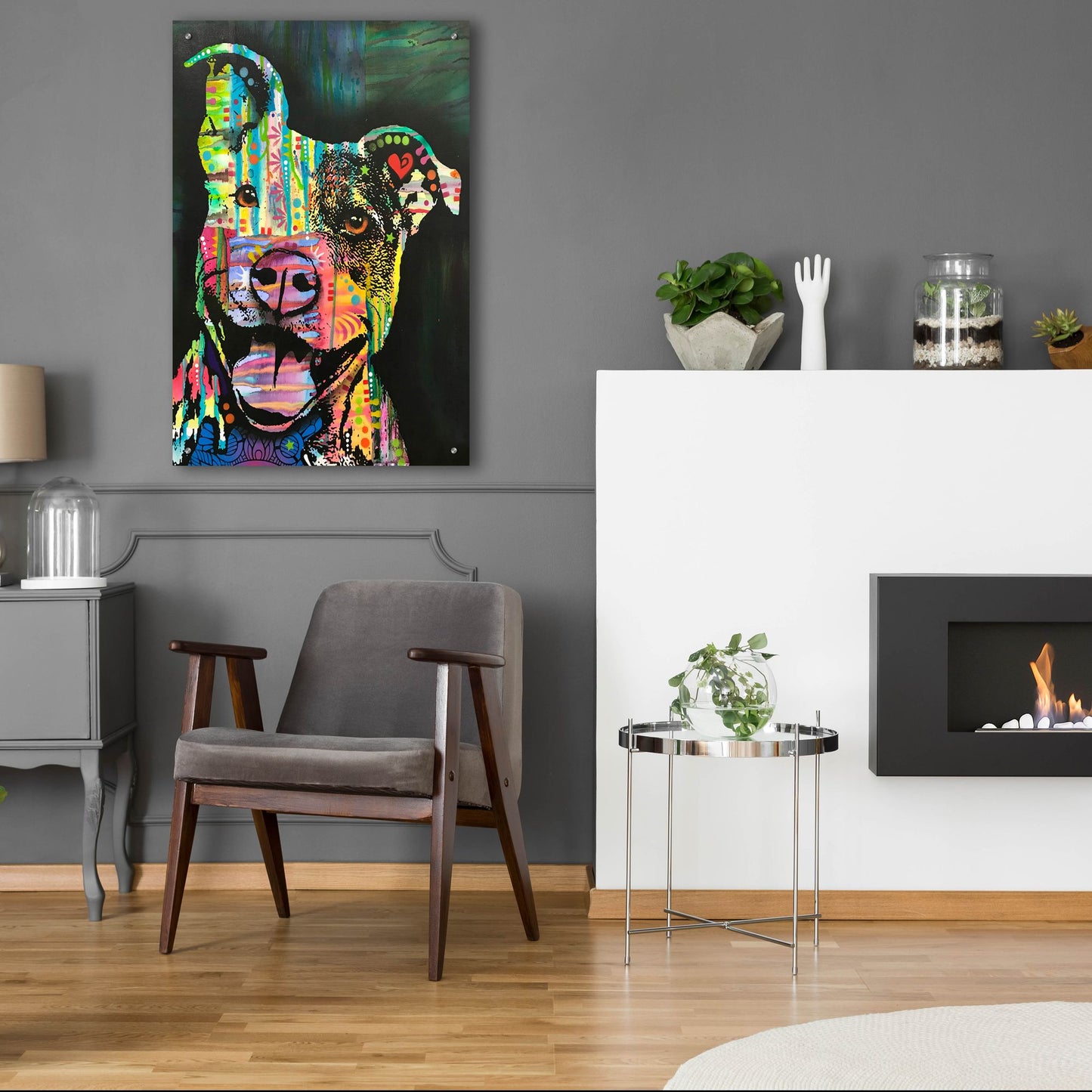 Epic Art 'Exhuberant Pit Bull' by Dean Russo Studios, Acrylic Glass Wall Art,24x36