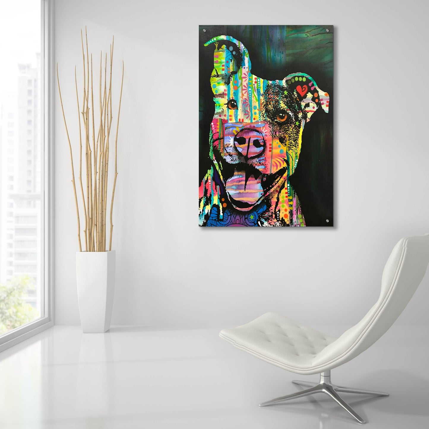 Epic Art 'Exhuberant Pit Bull' by Dean Russo Studios, Acrylic Glass Wall Art,24x36