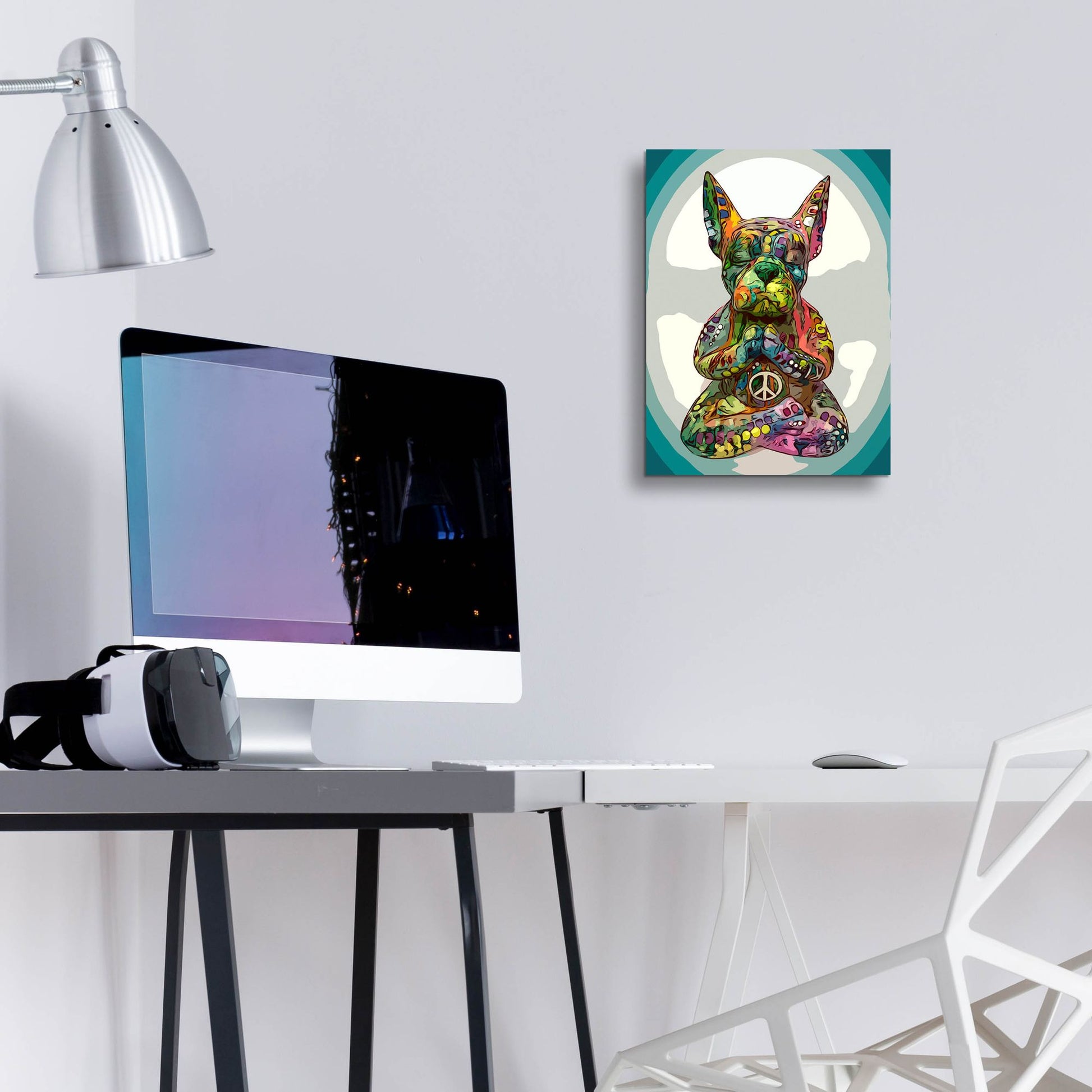 Epic Art 'French Buddha Bulldog' by Dean Russo Studios, Acrylic Glass Wall Art,12x16