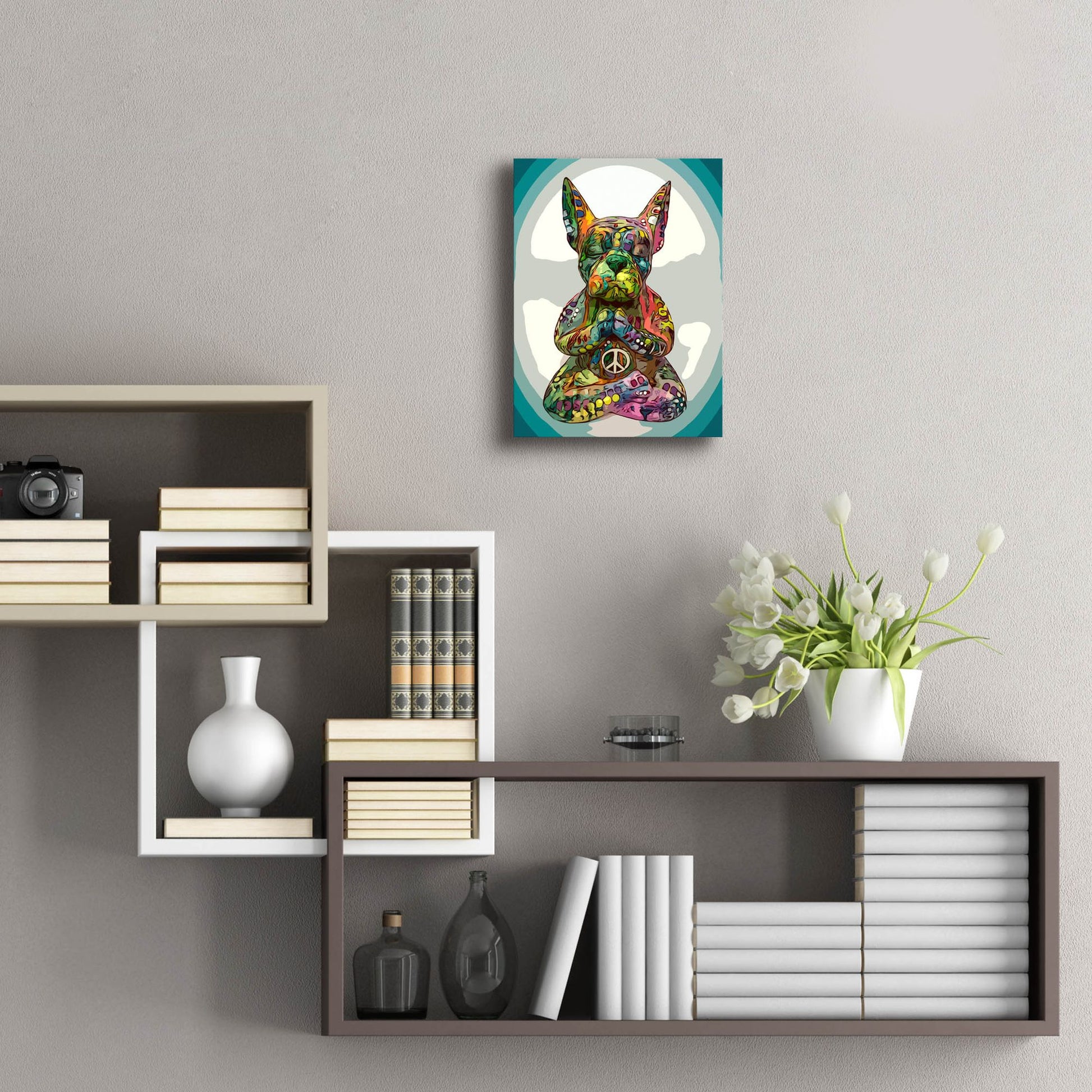 Epic Art 'French Buddha Bulldog' by Dean Russo Studios, Acrylic Glass Wall Art,12x16