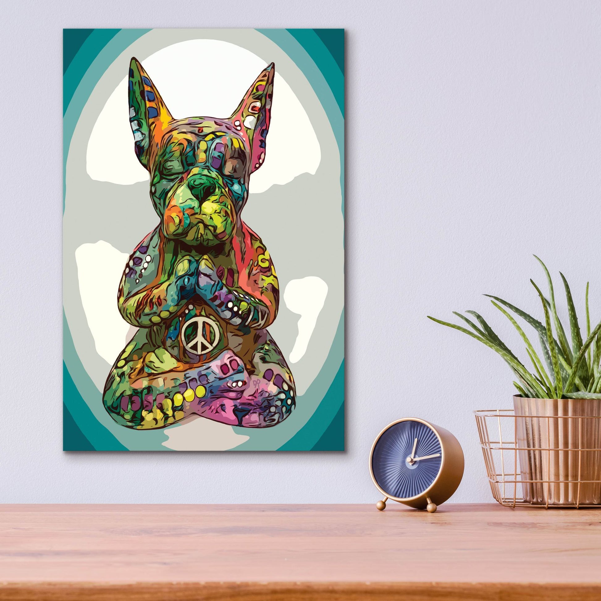 Epic Art 'French Buddha Bulldog' by Dean Russo Studios, Acrylic Glass Wall Art,12x16