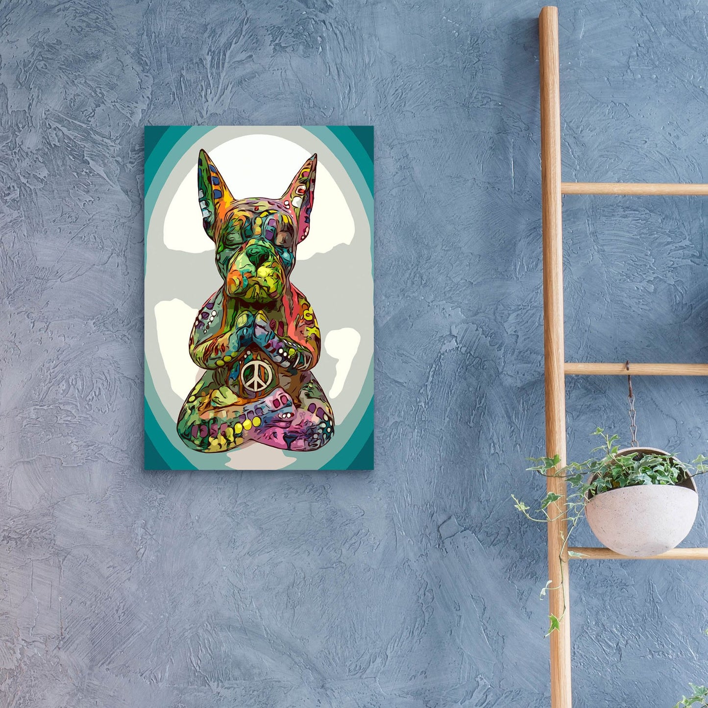 Epic Art 'French Buddha Bulldog' by Dean Russo Studios, Acrylic Glass Wall Art,16x24