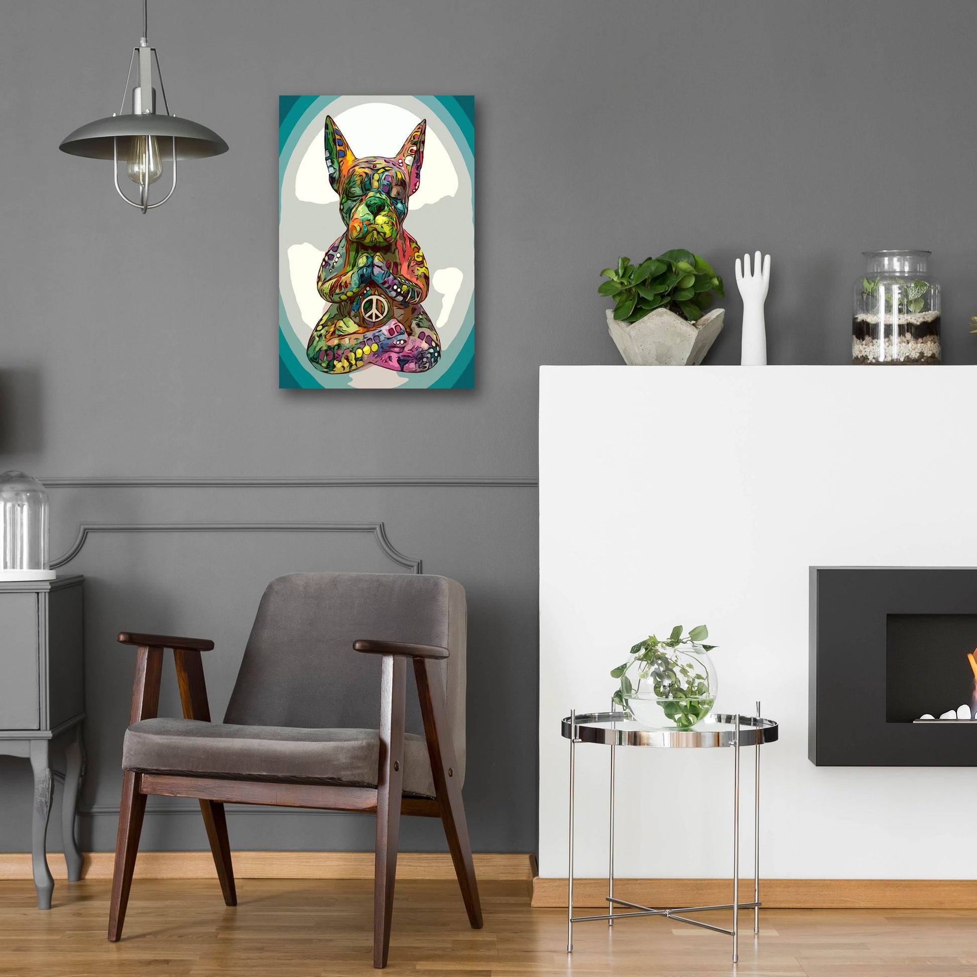 Epic Art 'French Buddha Bulldog' by Dean Russo Studios, Acrylic Glass Wall Art,16x24