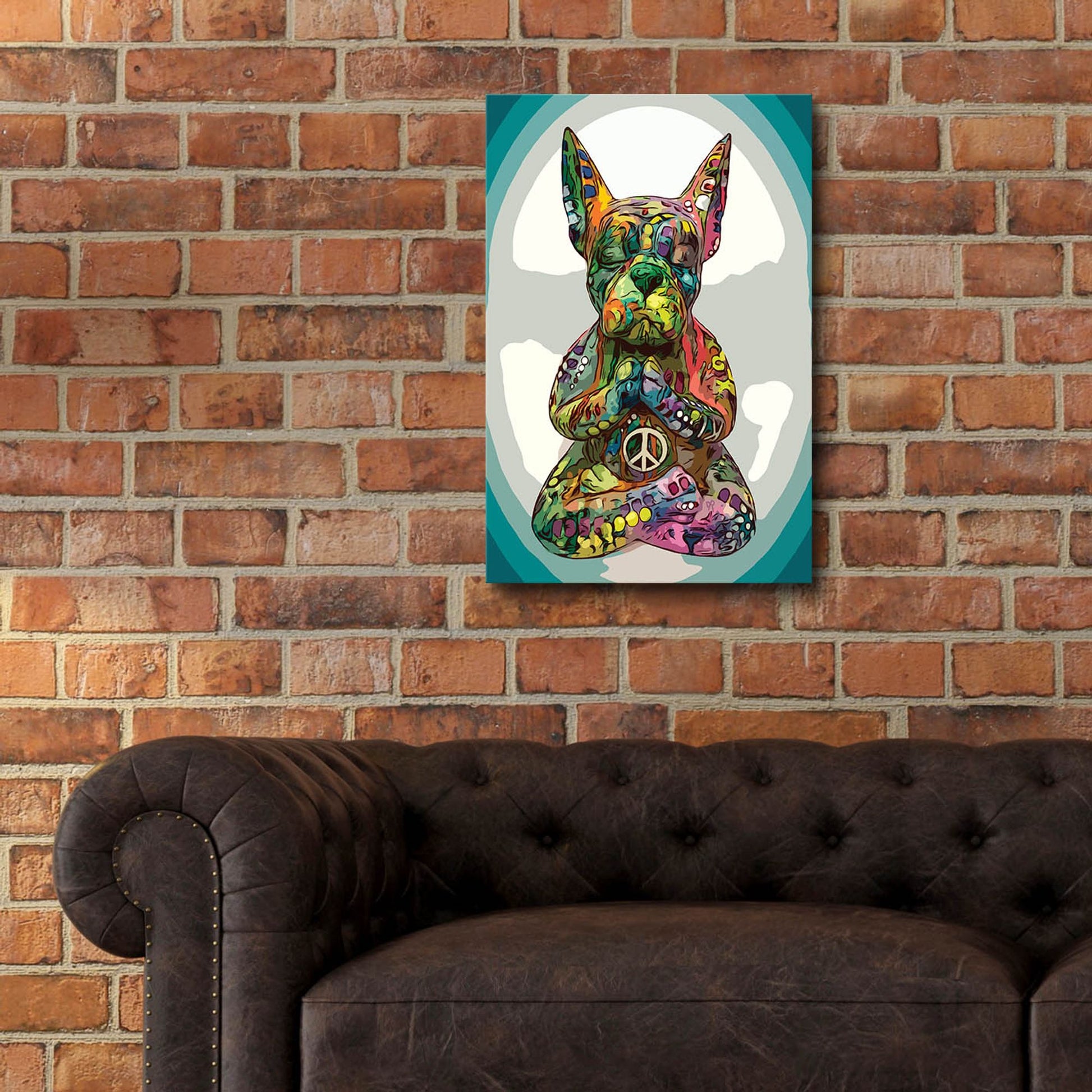 Epic Art 'French Buddha Bulldog' by Dean Russo Studios, Acrylic Glass Wall Art,16x24