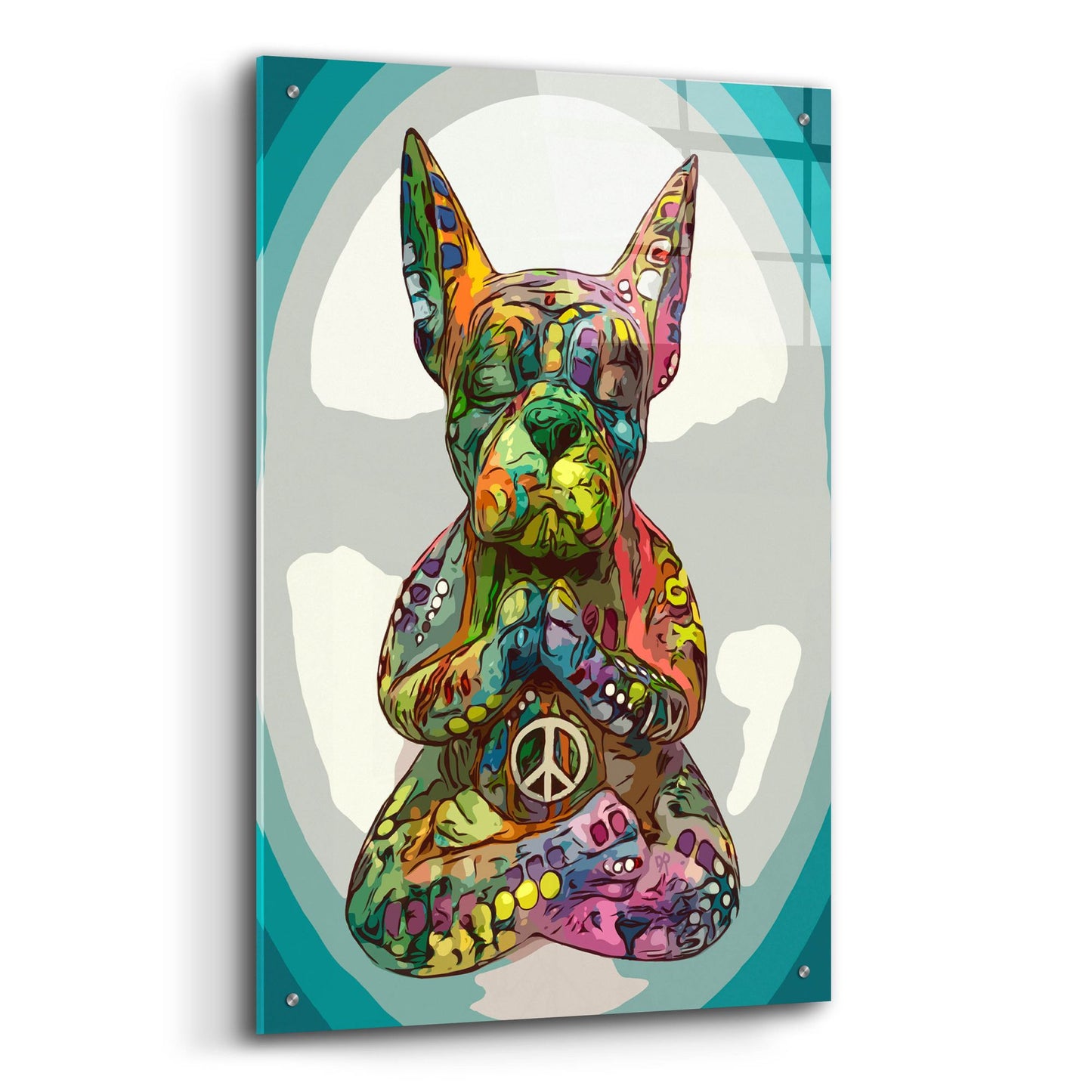 Epic Art 'French Buddha Bulldog' by Dean Russo Studios, Acrylic Glass Wall Art,24x36