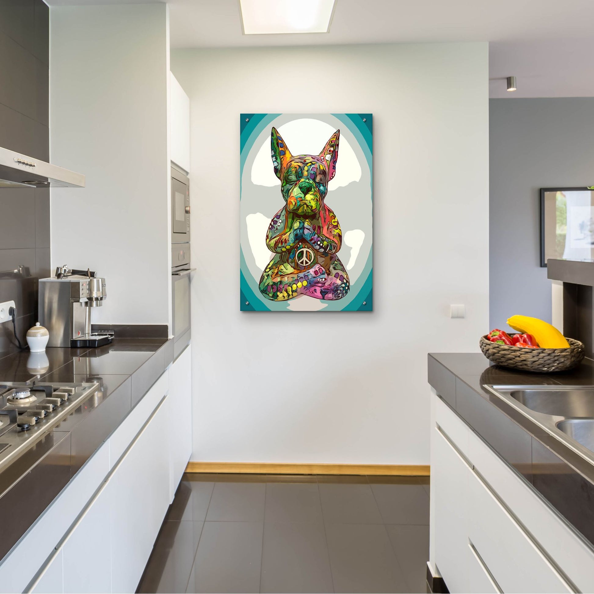 Epic Art 'French Buddha Bulldog' by Dean Russo Studios, Acrylic Glass Wall Art,24x36