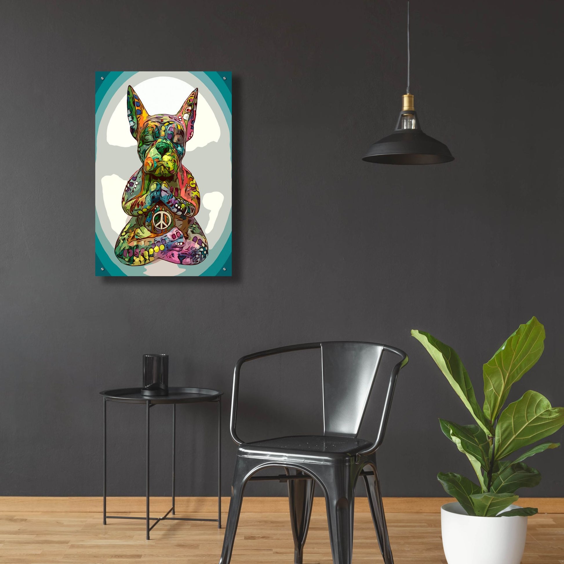 Epic Art 'French Buddha Bulldog' by Dean Russo Studios, Acrylic Glass Wall Art,24x36