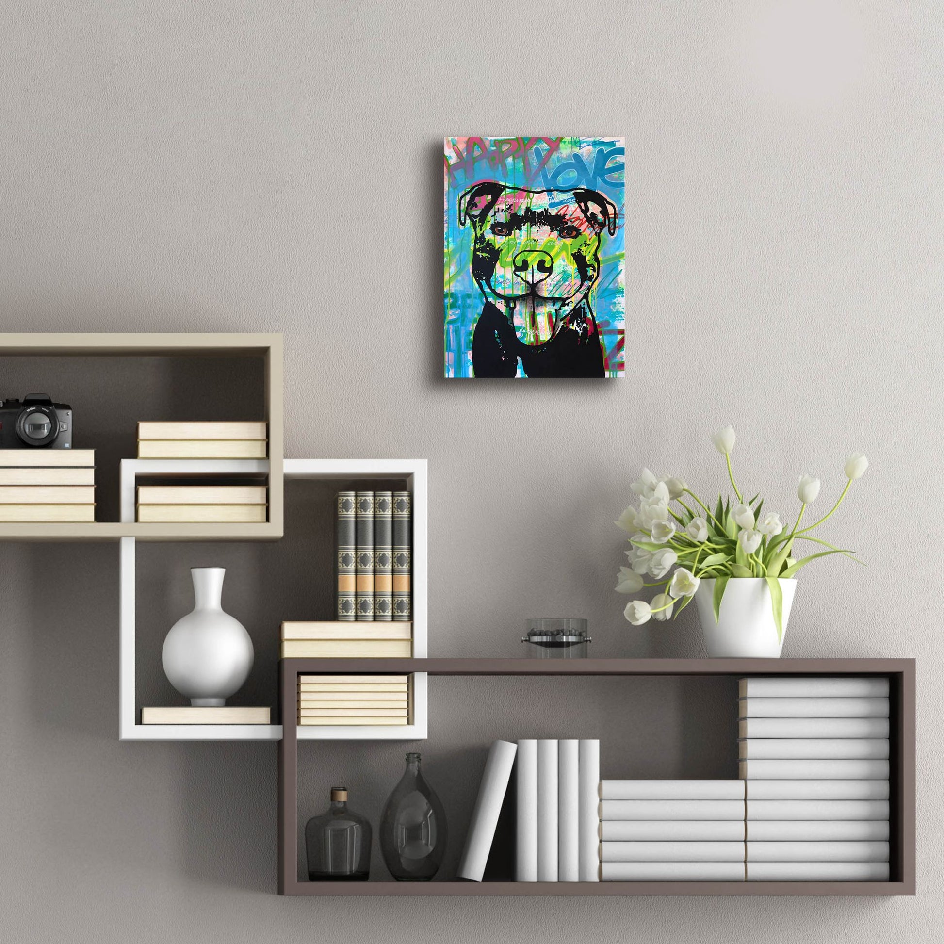 Epic Art 'Happy Love Pitbull' by Dean Russo Studios, Acrylic Glass Wall Art,12x16