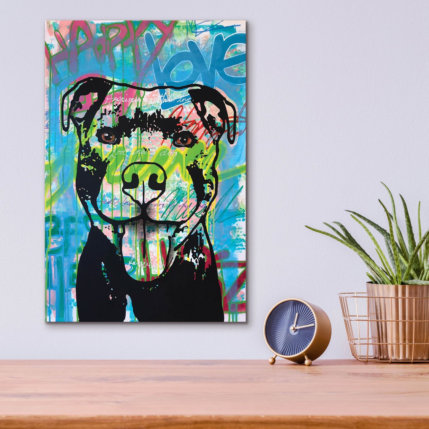 Epic Art 'Happy Love Pitbull' by Dean Russo Studios, Acrylic Glass Wall Art,12x16
