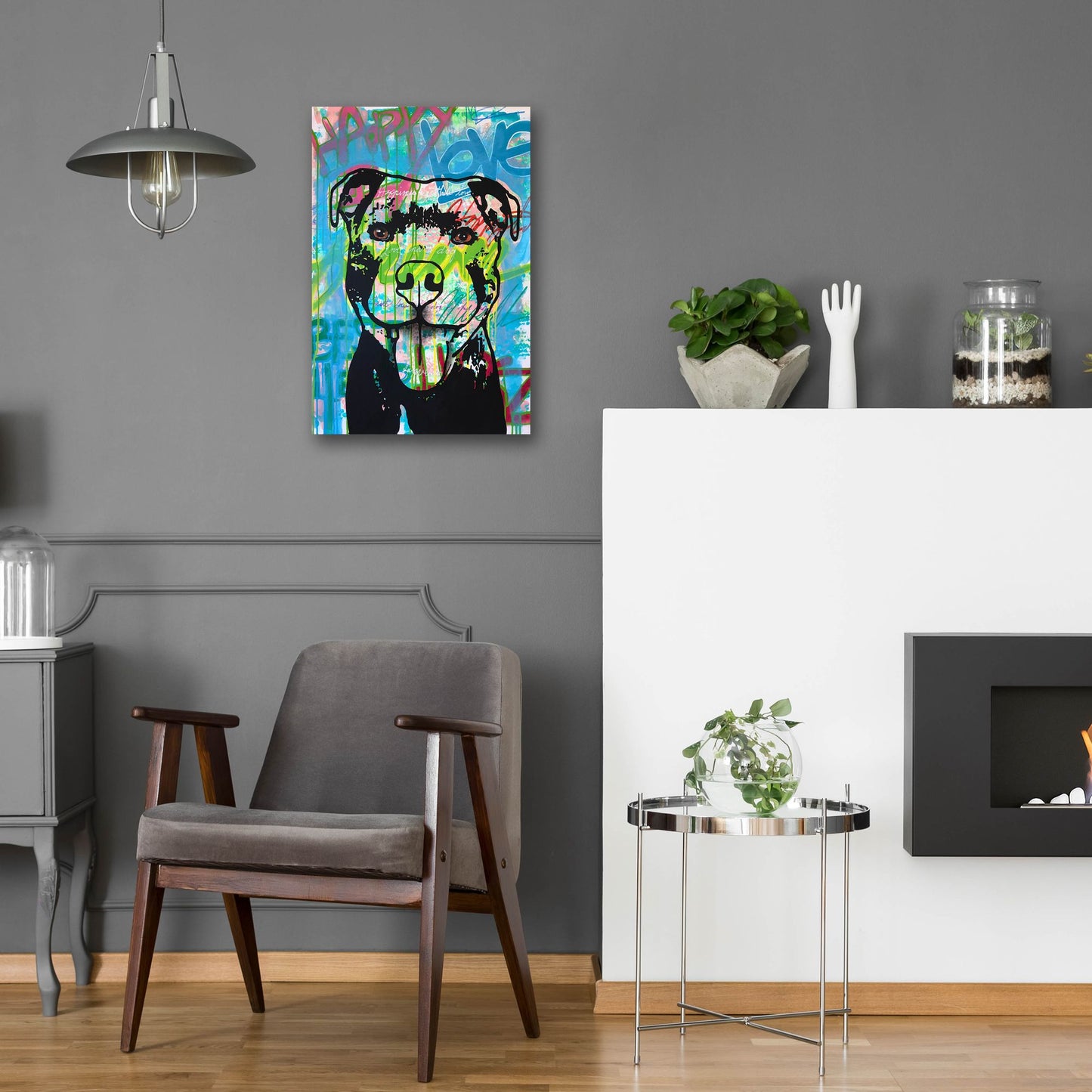 Epic Art 'Happy Love Pitbull' by Dean Russo Studios, Acrylic Glass Wall Art,16x24