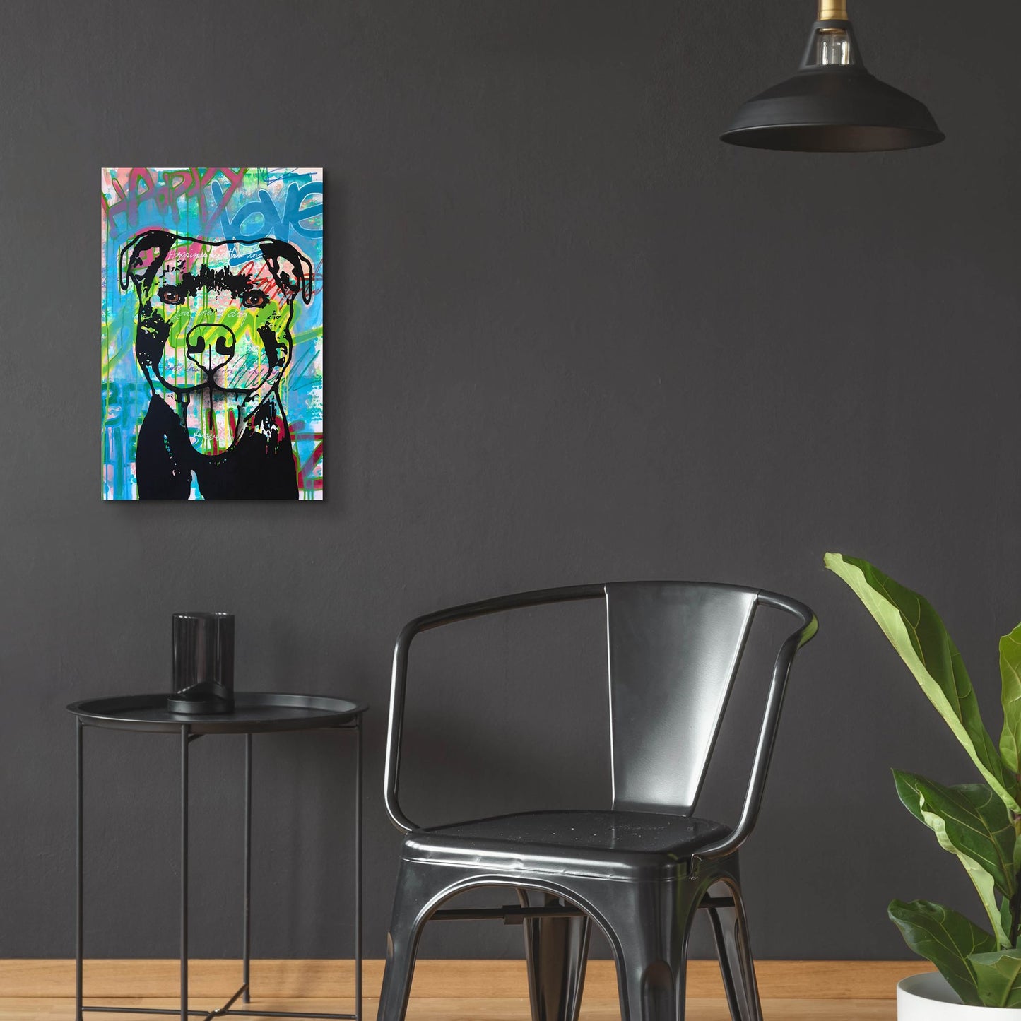 Epic Art 'Happy Love Pitbull' by Dean Russo Studios, Acrylic Glass Wall Art,16x24