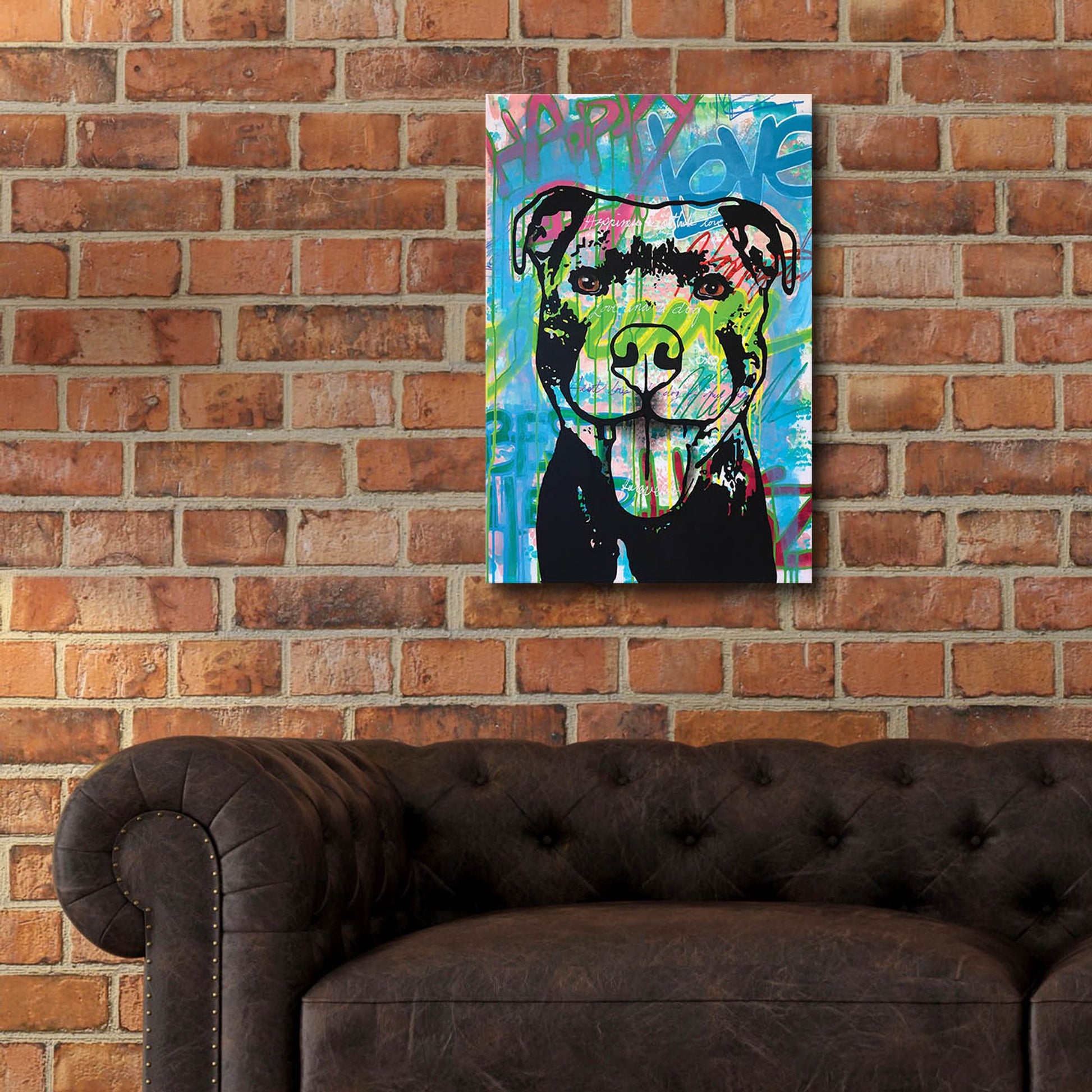 Epic Art 'Happy Love Pitbull' by Dean Russo Studios, Acrylic Glass Wall Art,16x24