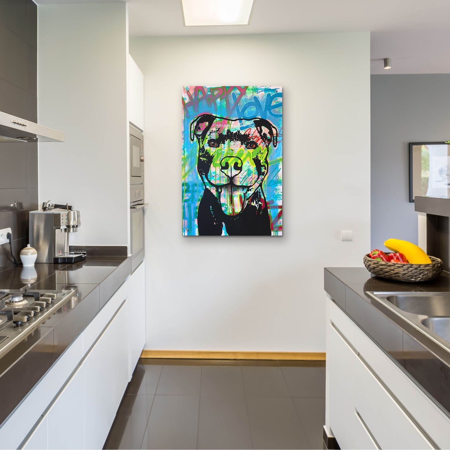 Epic Art 'Happy Love Pitbull' by Dean Russo Studios, Acrylic Glass Wall Art,24x36