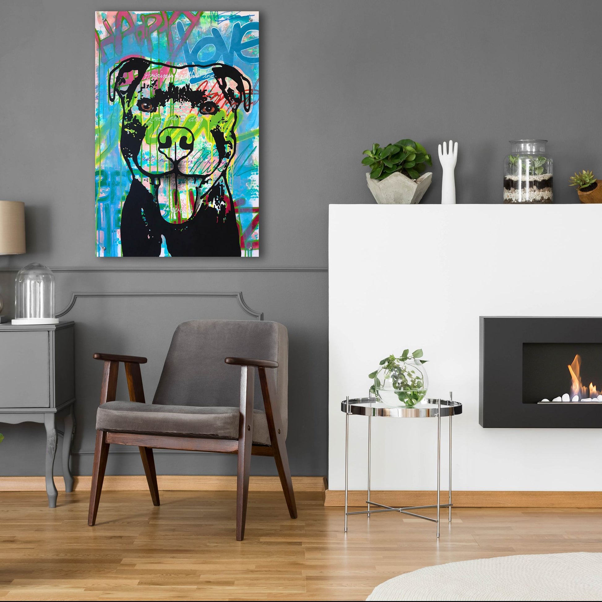 Epic Art 'Happy Love Pitbull' by Dean Russo Studios, Acrylic Glass Wall Art,24x36