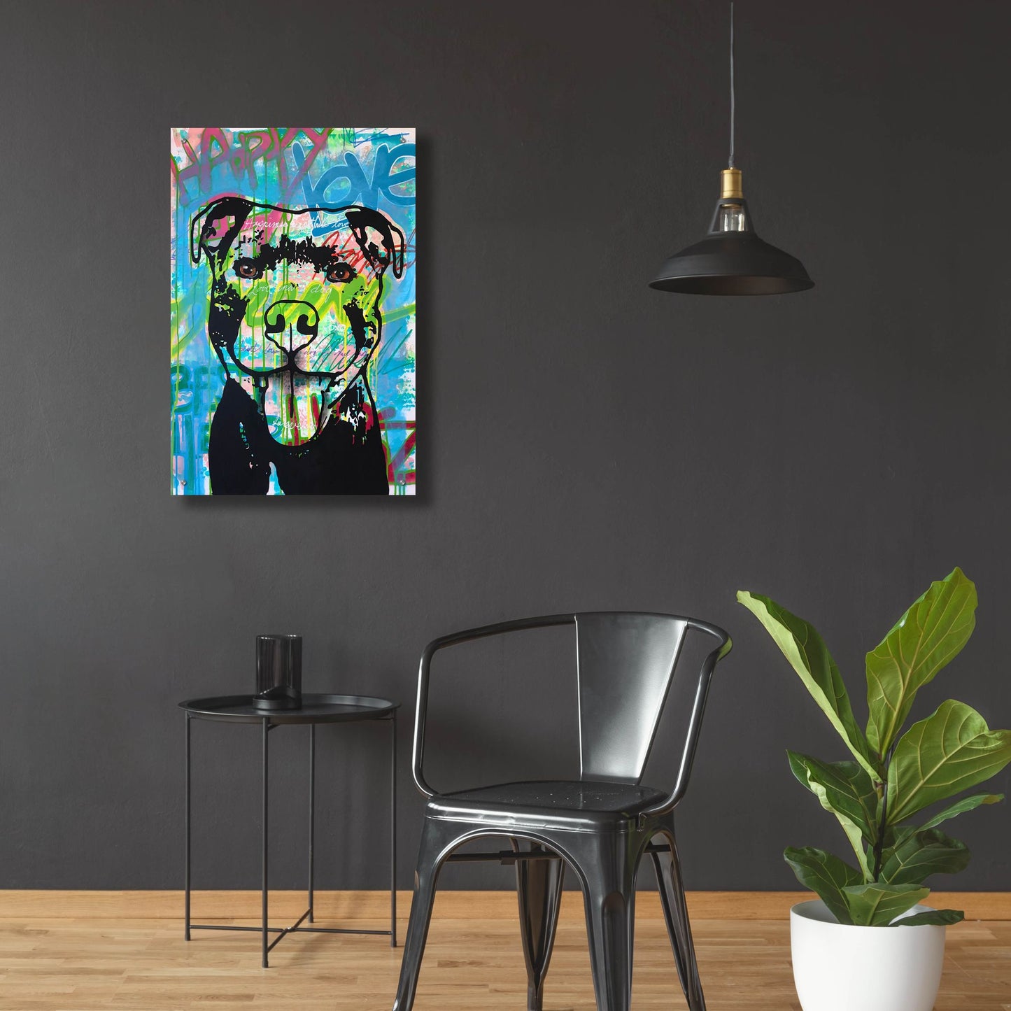 Epic Art 'Happy Love Pitbull' by Dean Russo Studios, Acrylic Glass Wall Art,24x36