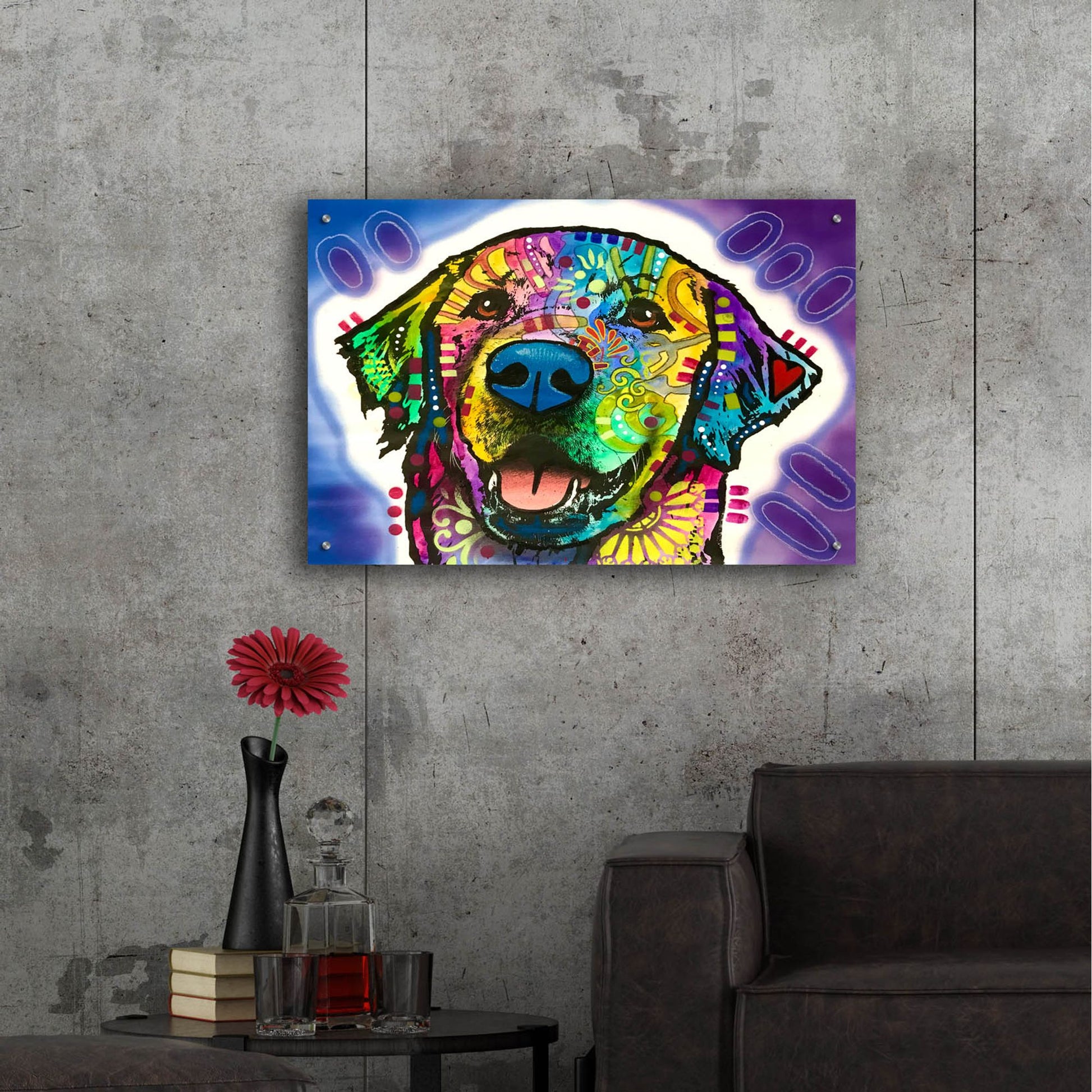 Epic Art 'Heartfelt Retriever' by Dean Russo Studios, Acrylic Glass Wall Art,36x24