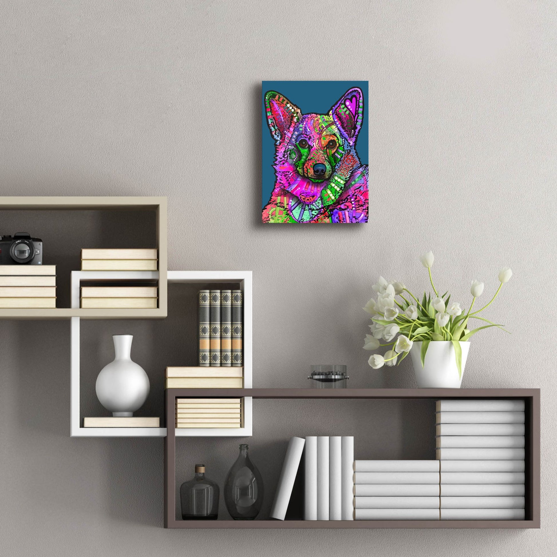 Epic Art 'Indelible Corgi' by Dean Russo Studios, Acrylic Glass Wall Art,12x16