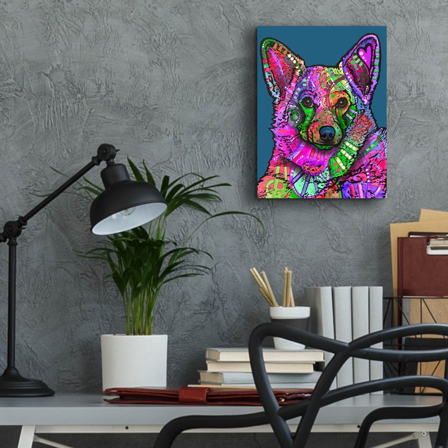 Epic Art 'Indelible Corgi' by Dean Russo Studios, Acrylic Glass Wall Art,12x16