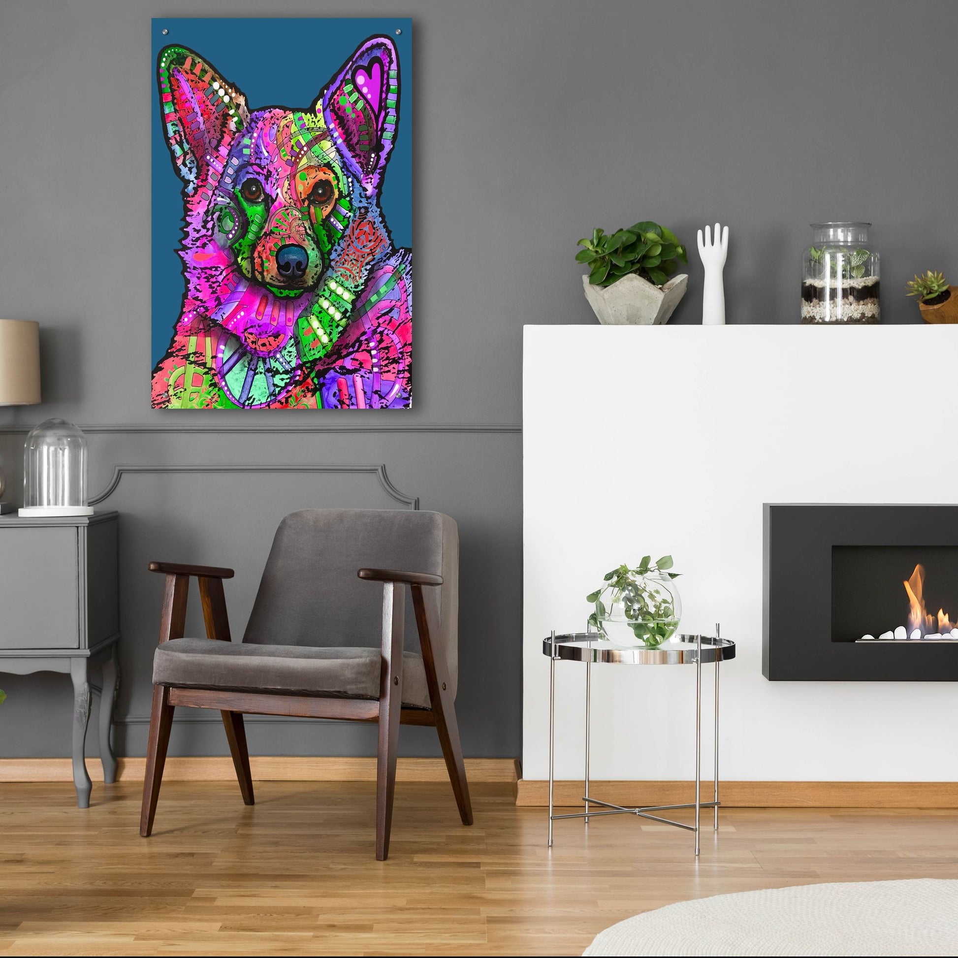 Epic Art 'Indelible Corgi' by Dean Russo Studios, Acrylic Glass Wall Art,24x36