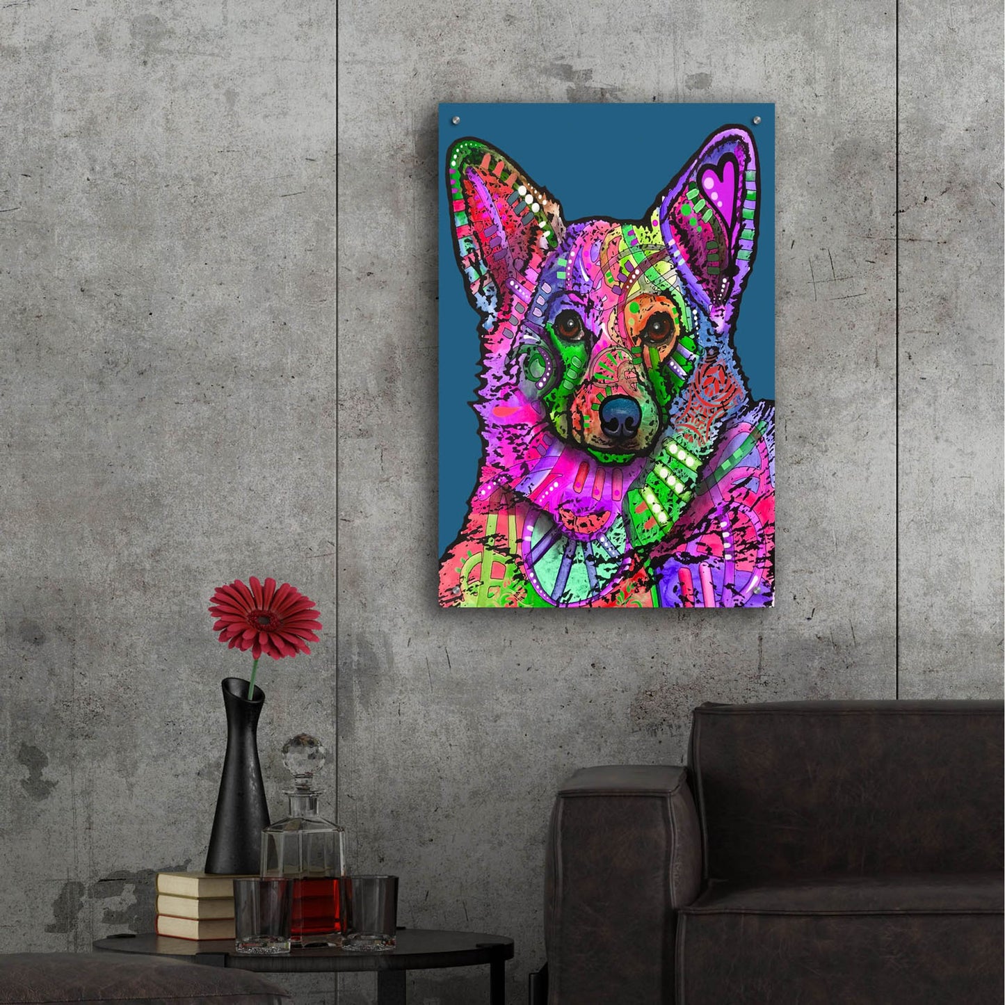 Epic Art 'Indelible Corgi' by Dean Russo Studios, Acrylic Glass Wall Art,24x36