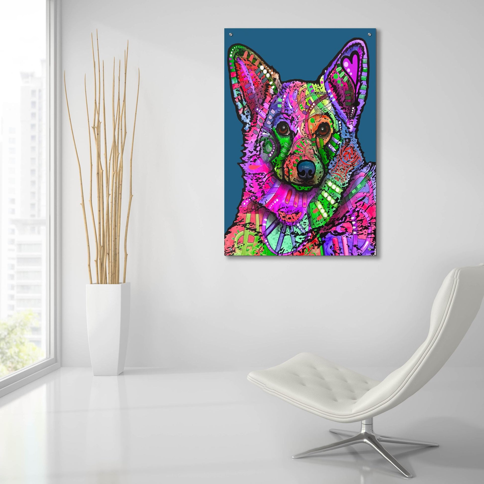 Epic Art 'Indelible Corgi' by Dean Russo Studios, Acrylic Glass Wall Art,24x36