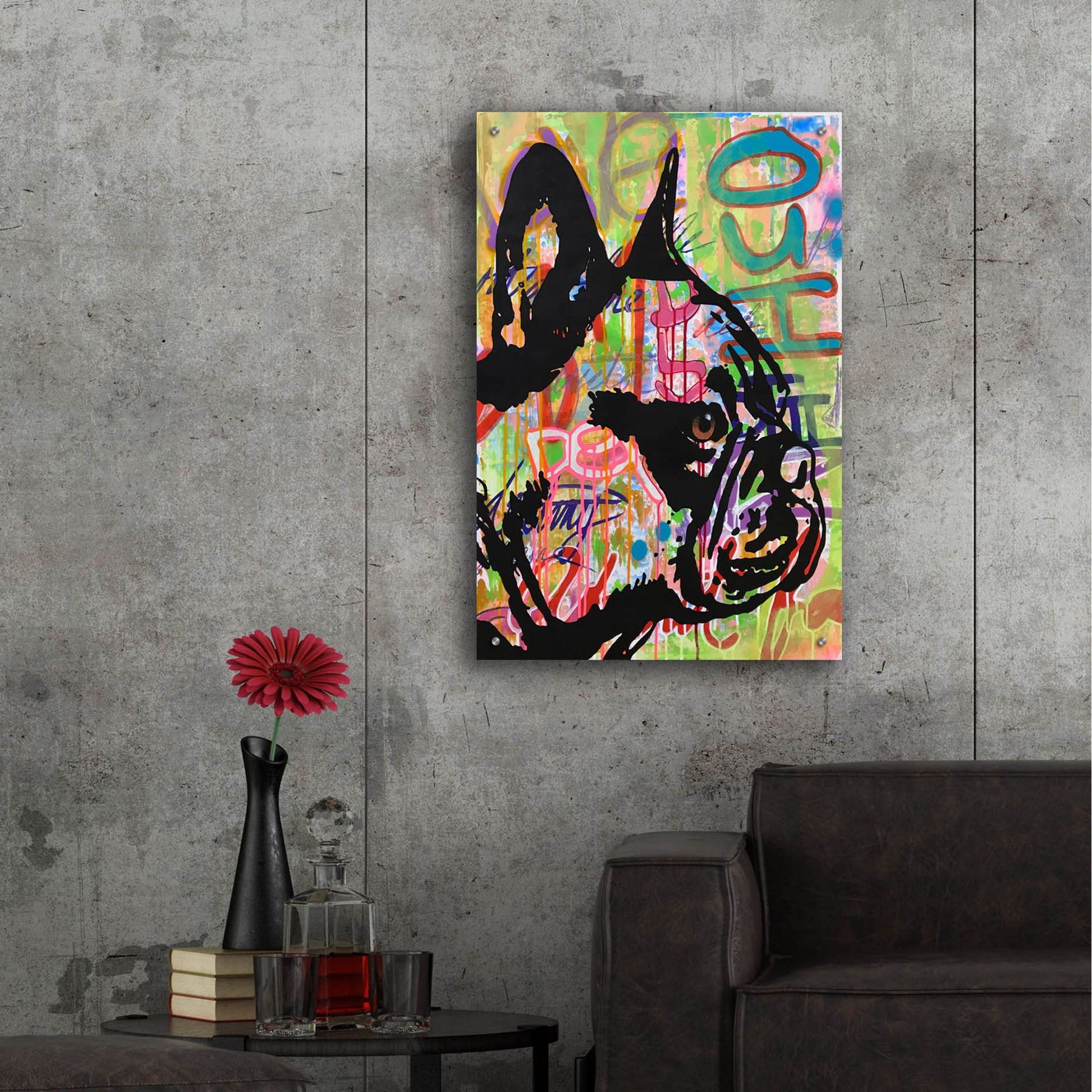 Epic Art 'Indelible Frenchie' by Dean Russo Studios, Acrylic Glass Wall Art,24x36