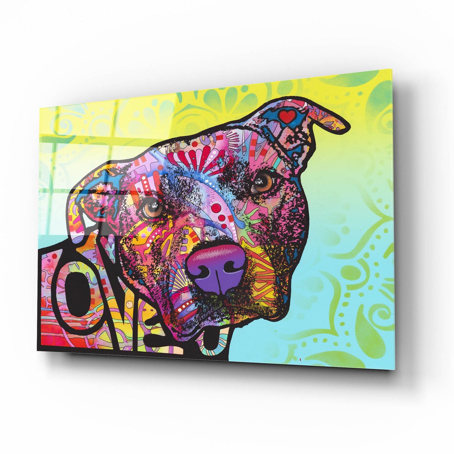 Epic Art 'Love You Pit Bull' by Dean Russo Studios, Acrylic Glass Wall Art,16x12