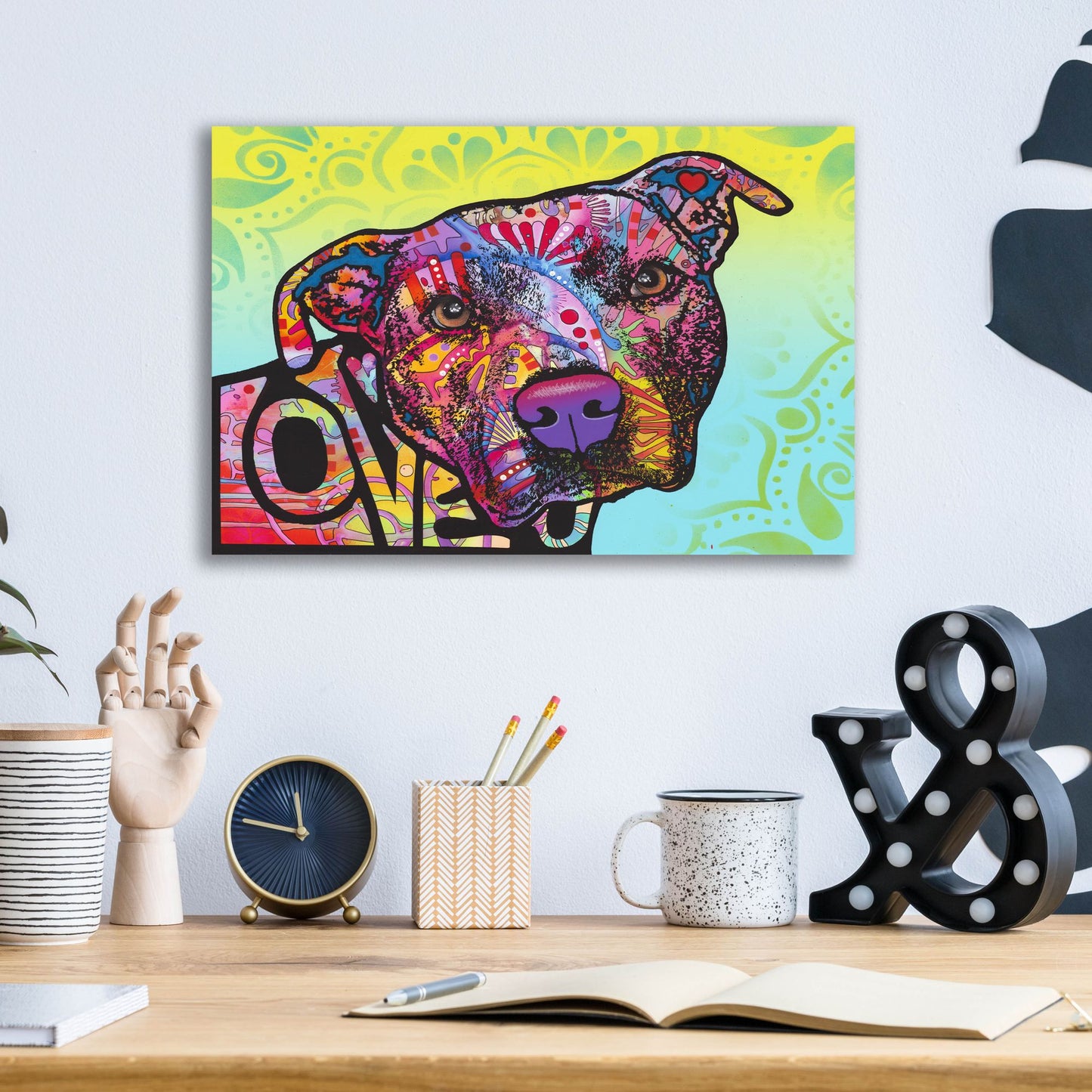 Epic Art 'Love You Pit Bull' by Dean Russo Studios, Acrylic Glass Wall Art,16x12